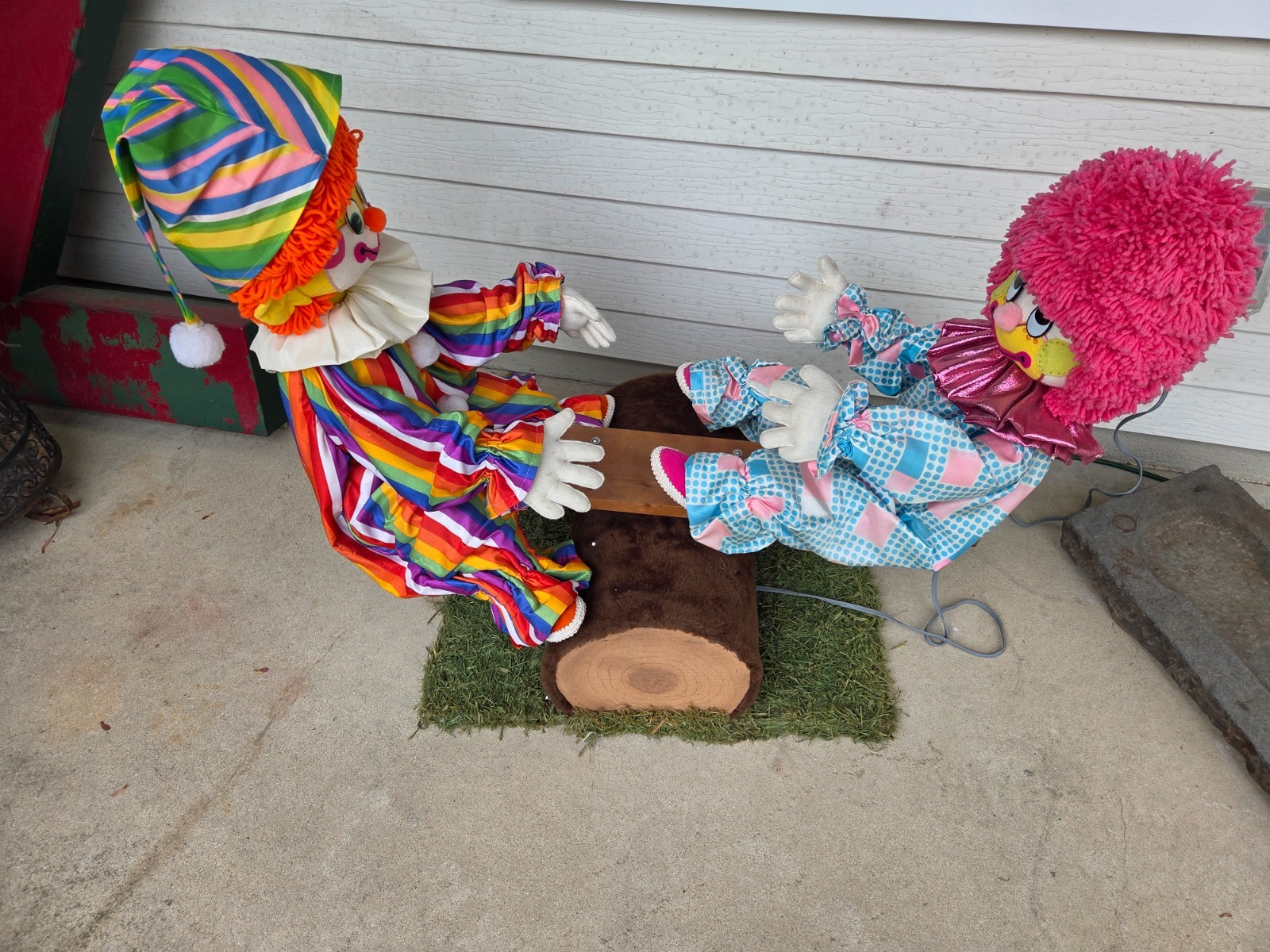 Vintage Circus Clowns Animatronic Seesaw Window Store Display Sign