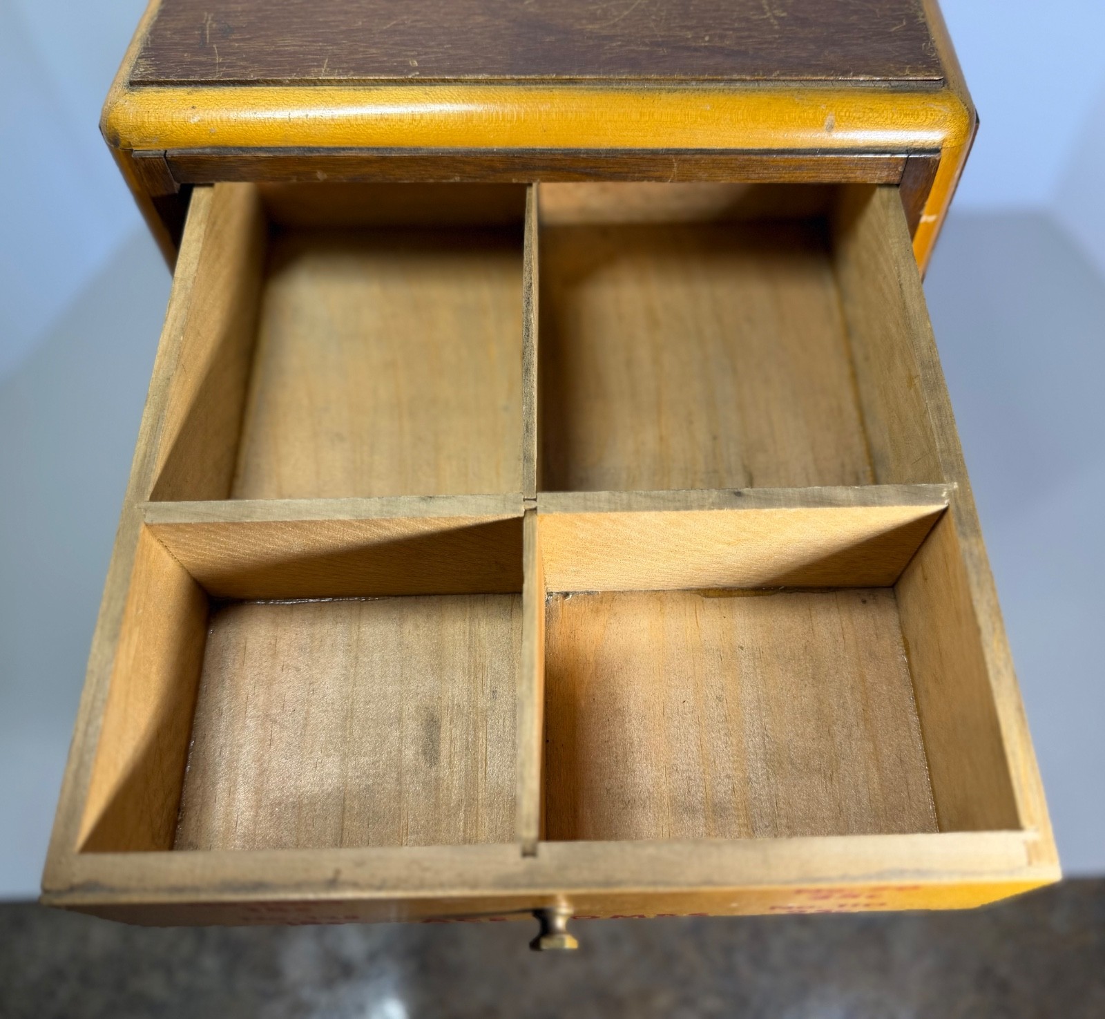 Antique Wooden ACE Combs Store Display Cabinet 4-Drawer, 2 Glass Sides Beautiful