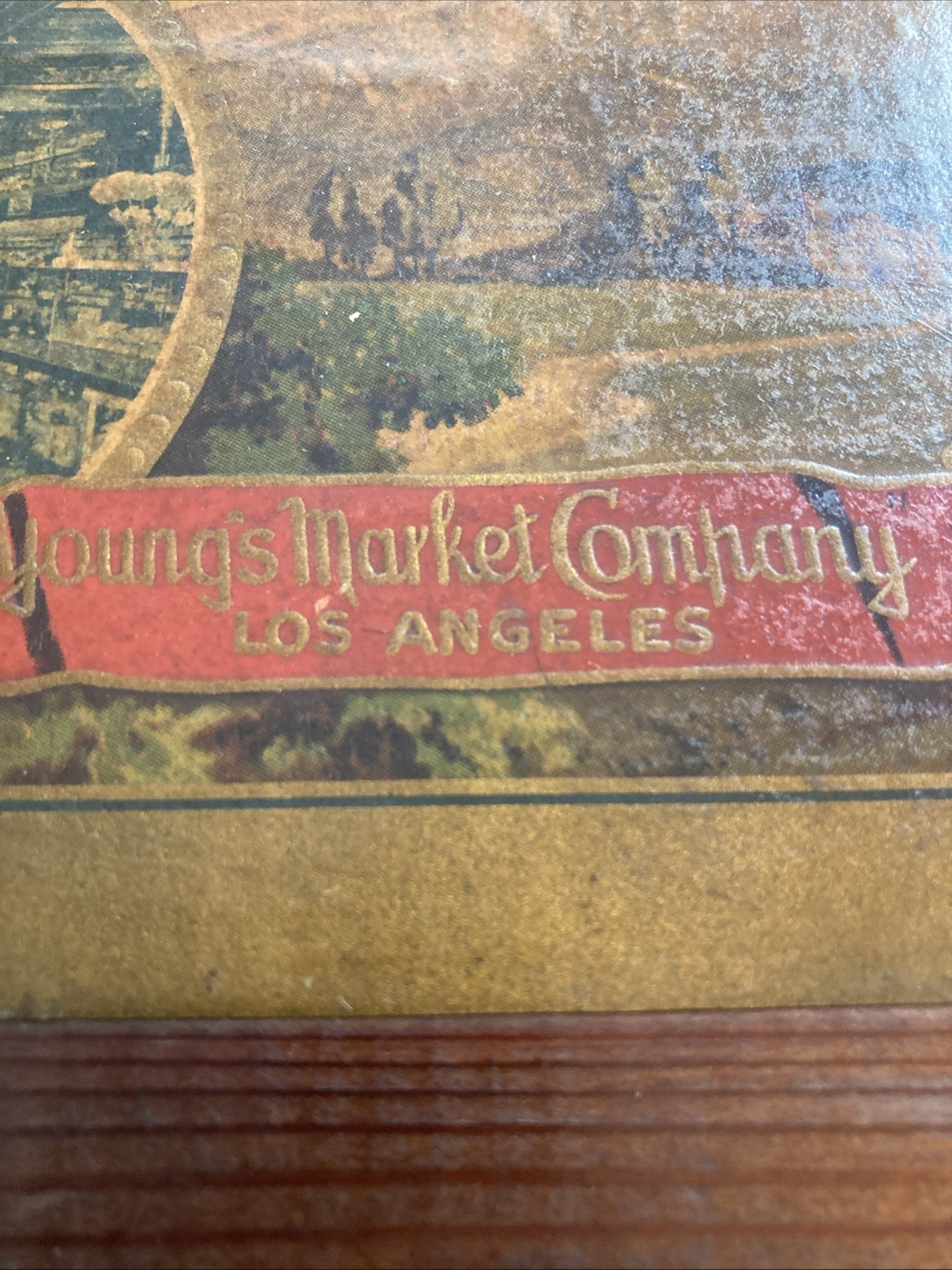 Vtg Young’s Market Company Los Angeles Wooden Advertisement Box 12×7.5×2 Decal