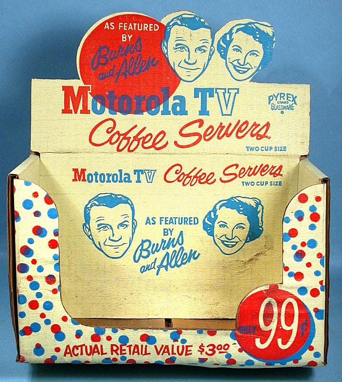 1950’s George Burns Gracie Allen Coffee Server Store Display Motorola TV Premium