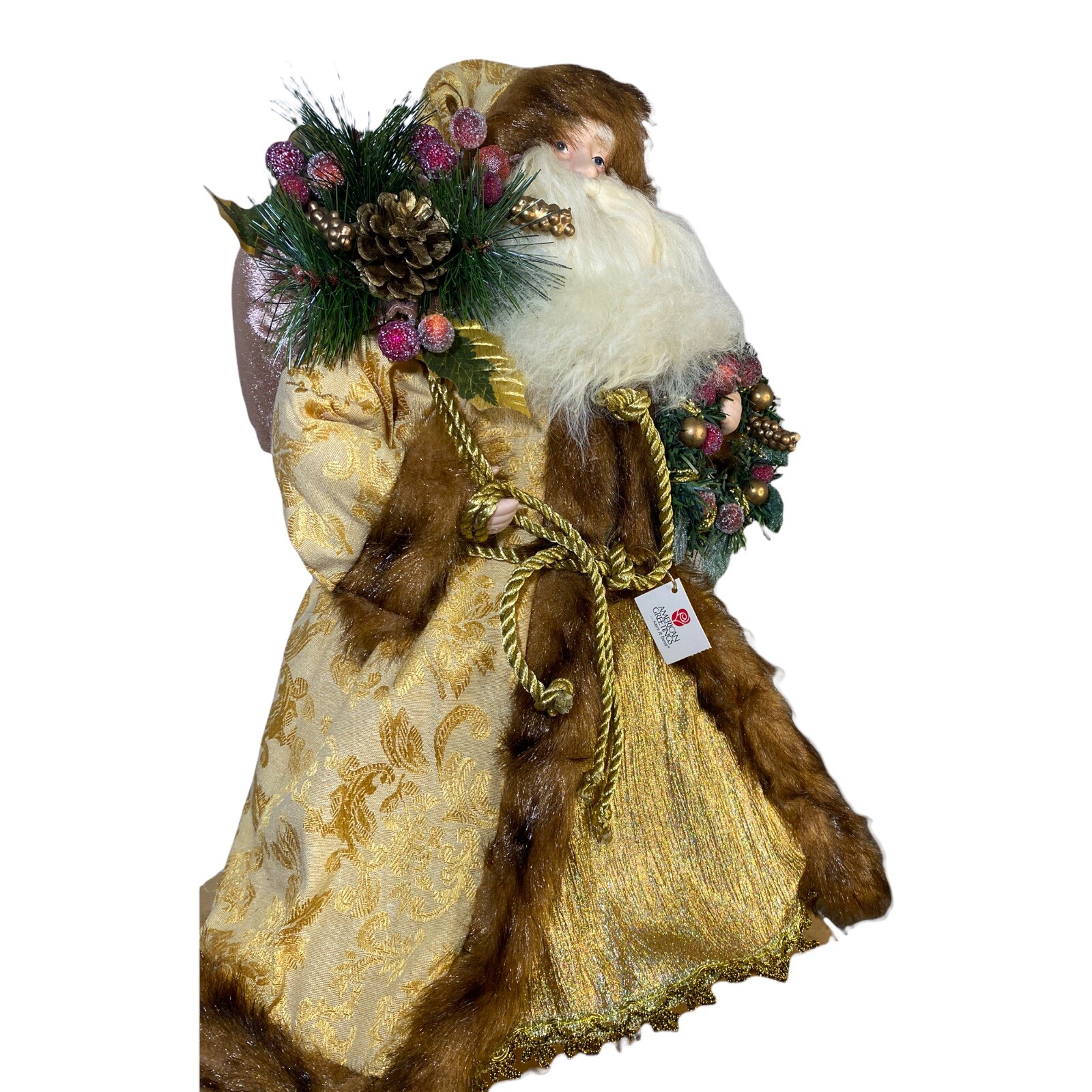 16″ Santa In Gold Robe Christmas Topper American Greeting Vintage Display