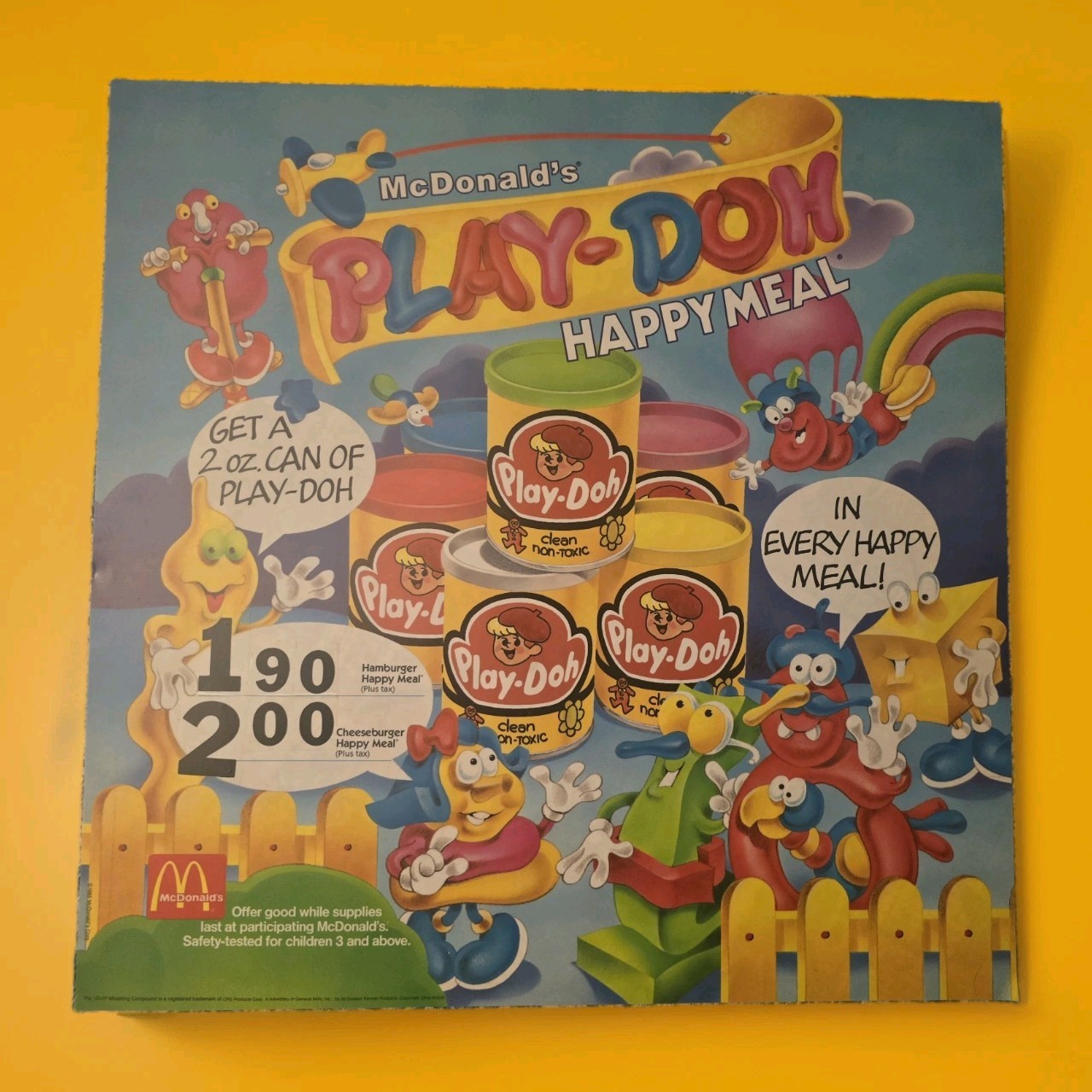 1985 Vintage McDonald’s Translite Sign PLAY-DOH Happy meal 21.75″