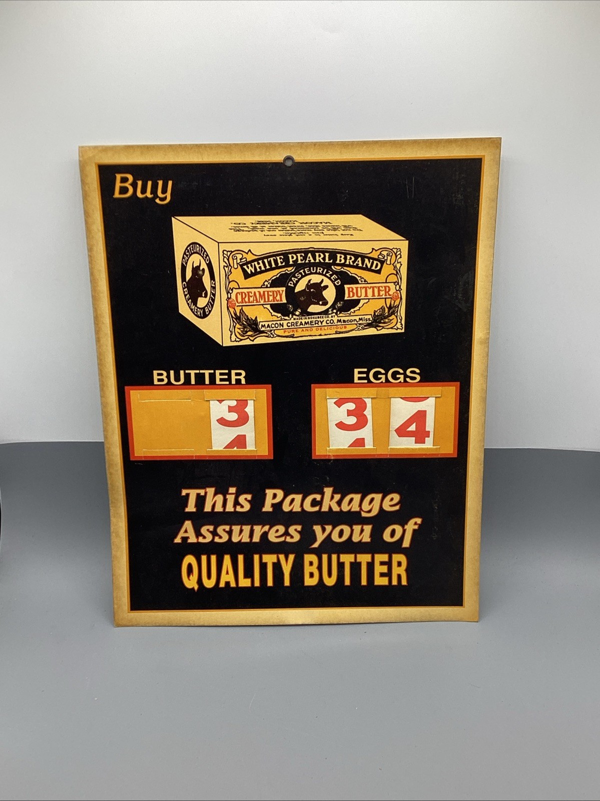 Vintage 1940’s General Store Display Cardboard Sign Advertisement Butter Eggs