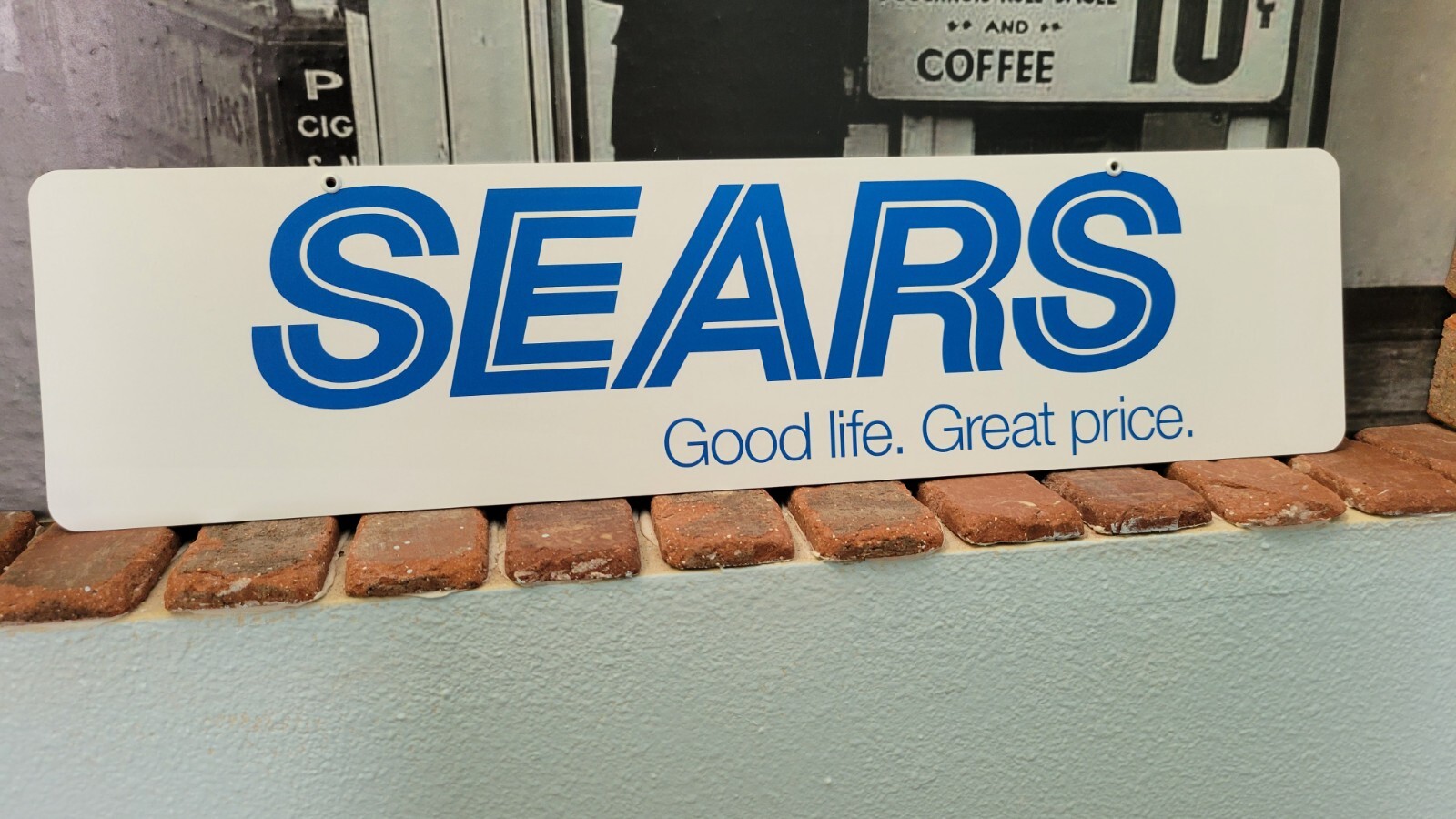 Sears aluminum display sign 6″ x 24″