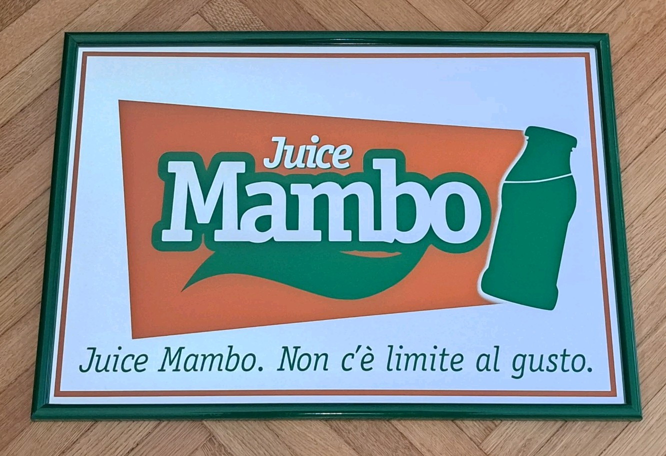 ADVERTISING MIRROR SIGN/FRAME-JUICE MAMBO JUICES-MIRROR-90′-VINTAGE