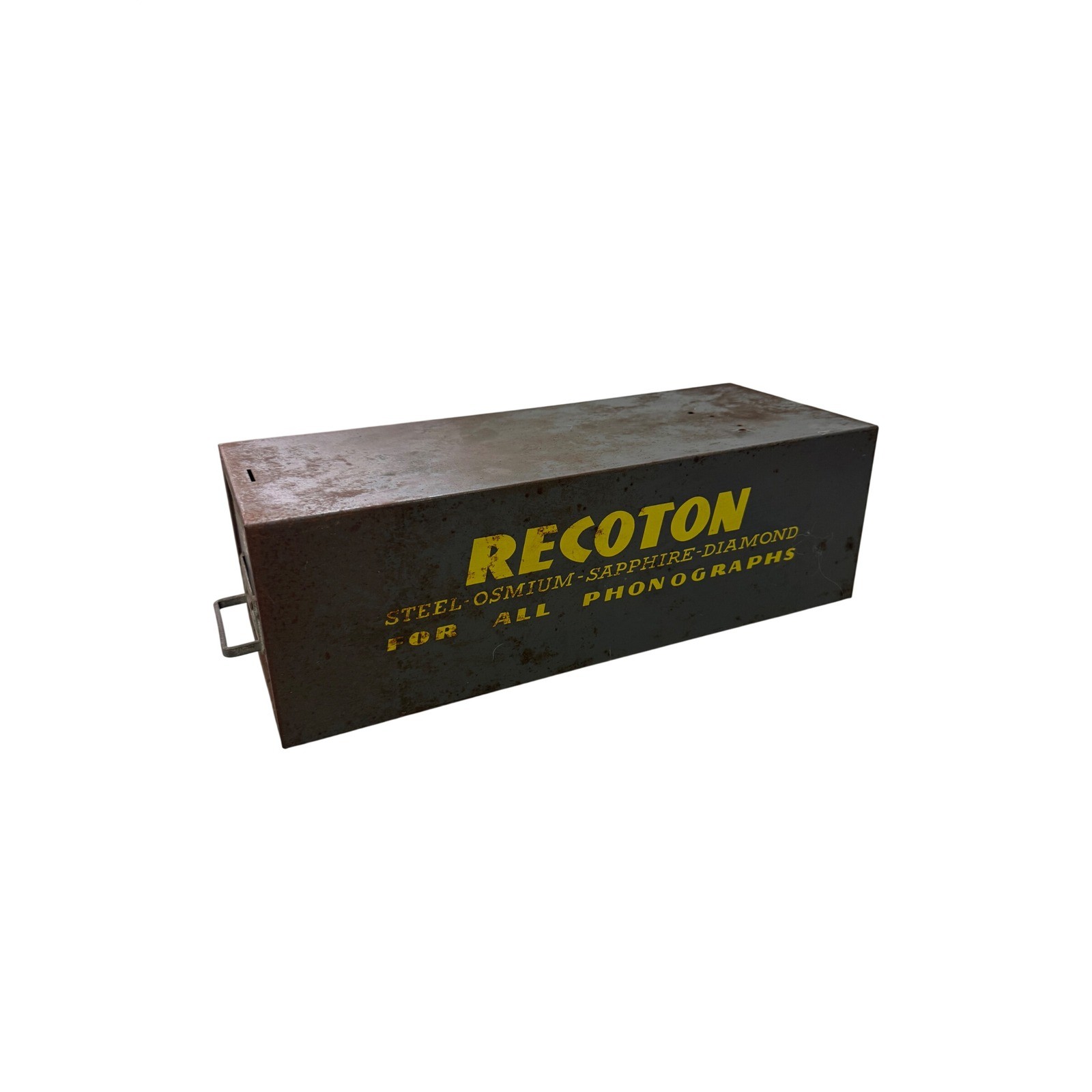Vintage Recoton Metal Storage Drawer Phonograph Needle Cabinet Industrial Rust