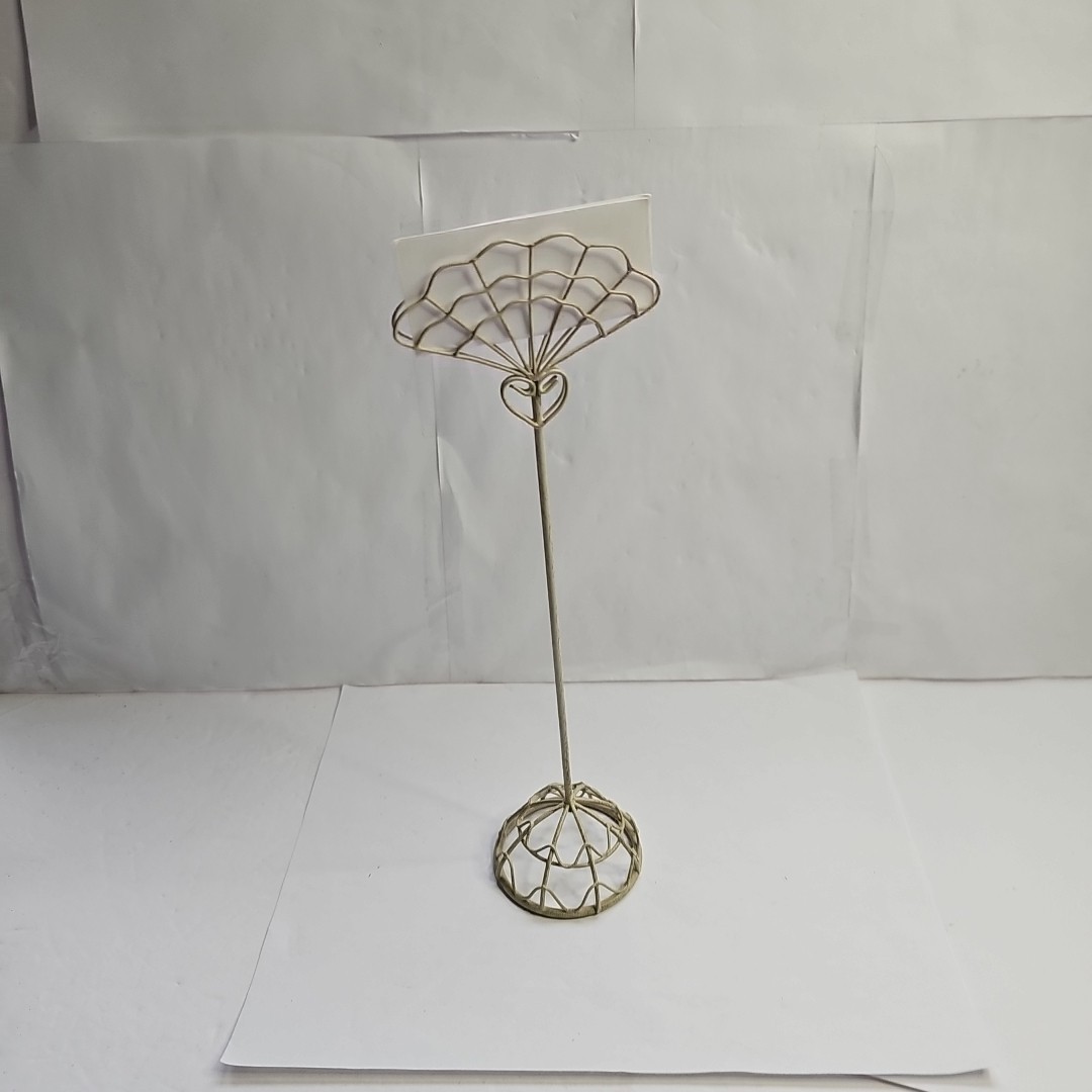 Wired Note Sign Display Stand 11″ Tall Beige Fan Shape Top