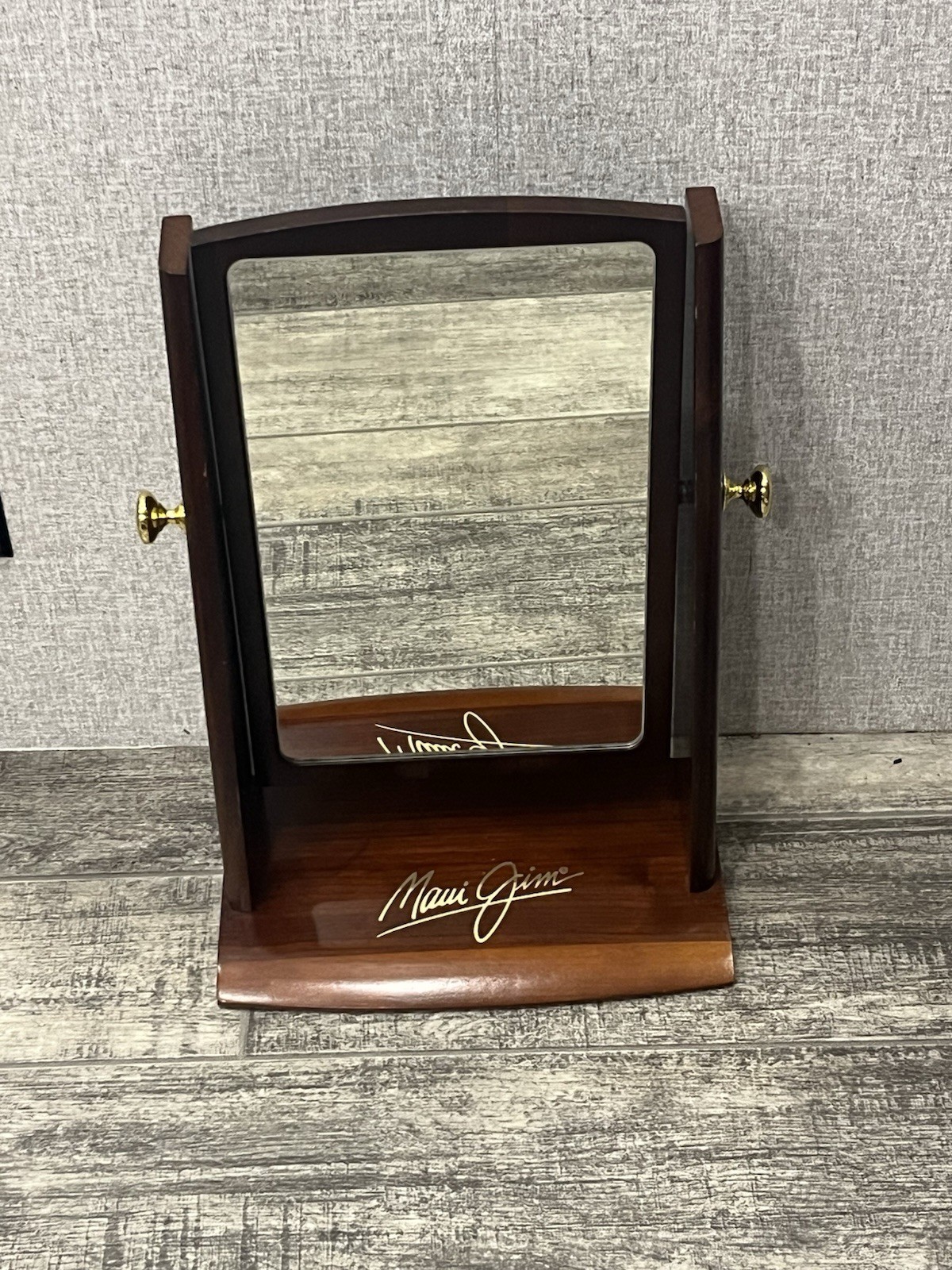 Maui Jim Countertop Wood Mirror Rare Store Marketing 14″ tall