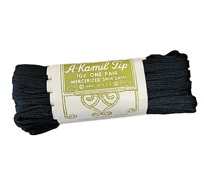 1930s-40s Vintage Store Display A-Kamil Tip Black Shoe Laces 12 pairs NOS Prop