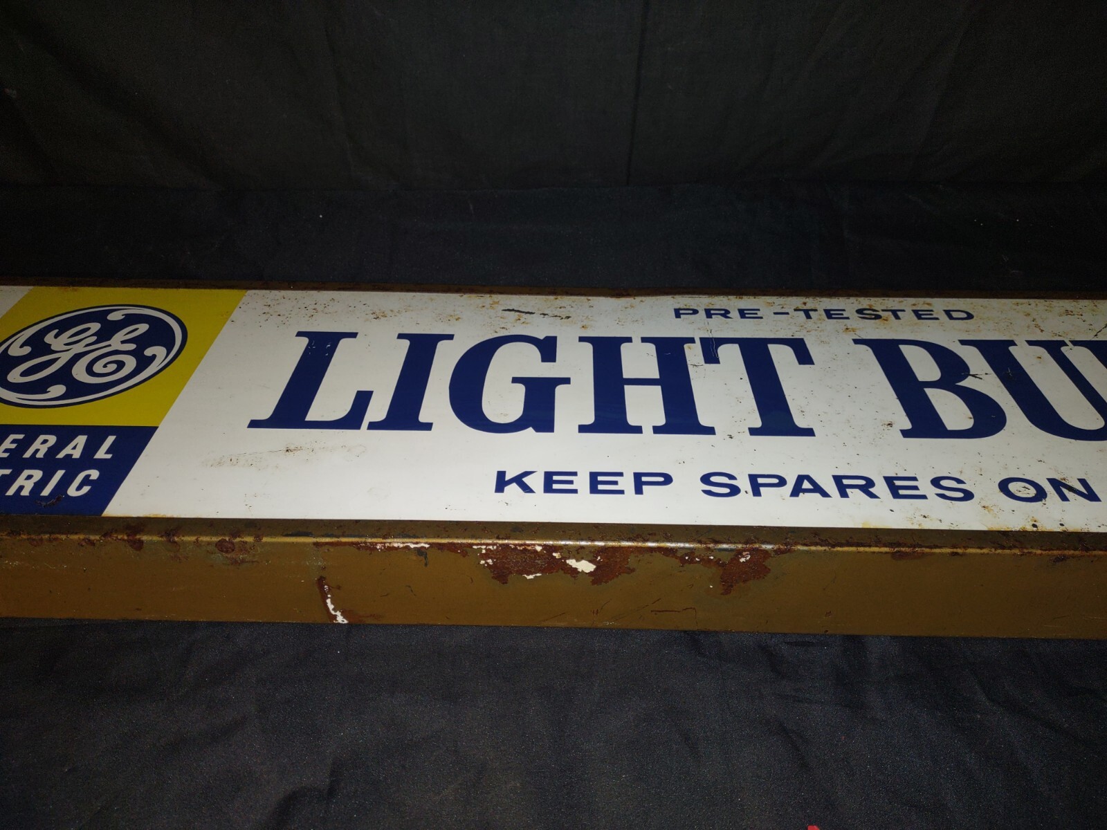 Vintage GE General Electric Light Bulb Double Sided Advertising Display Sign 41″