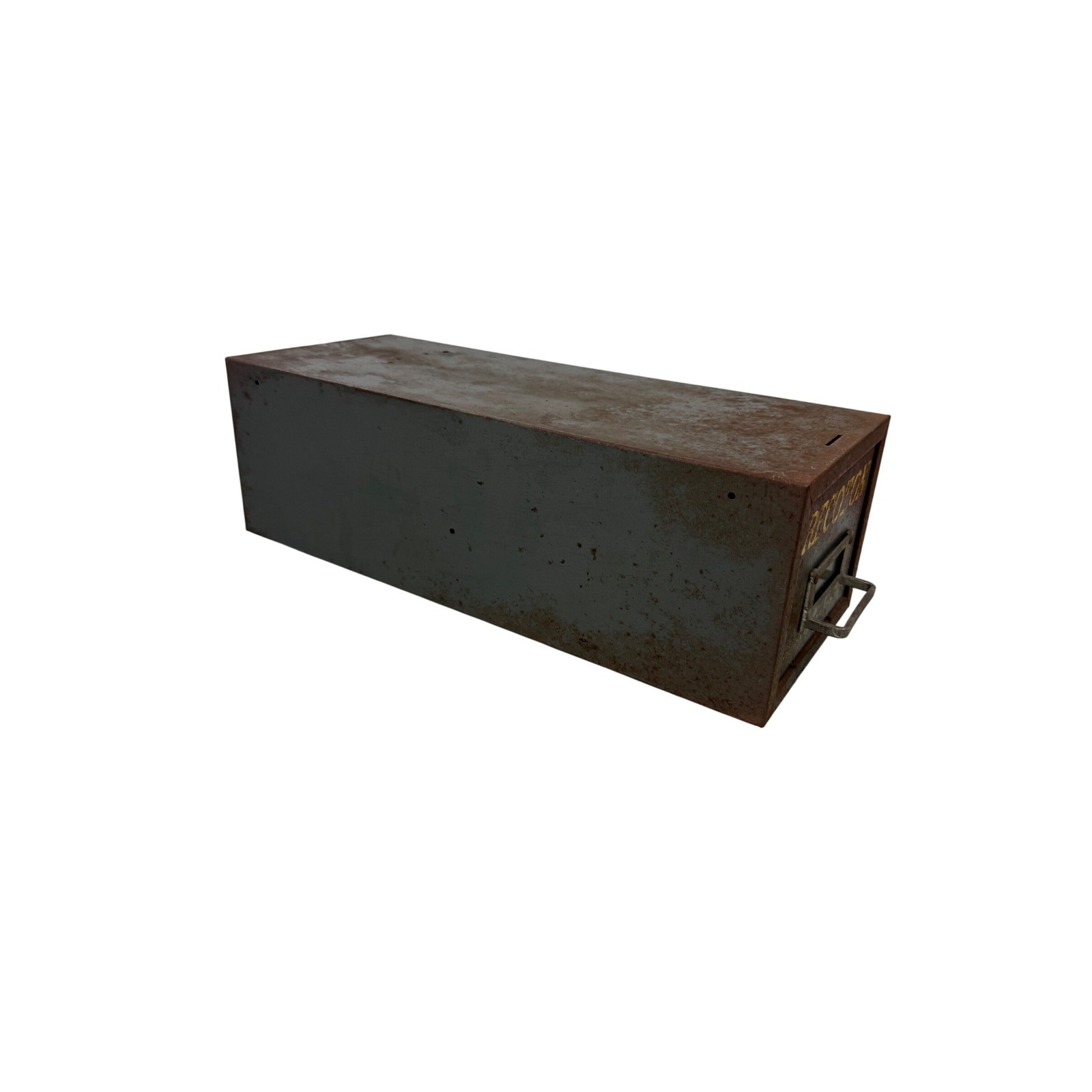 Vintage Recoton Metal Storage Drawer Phonograph Needle Cabinet Industrial Rust