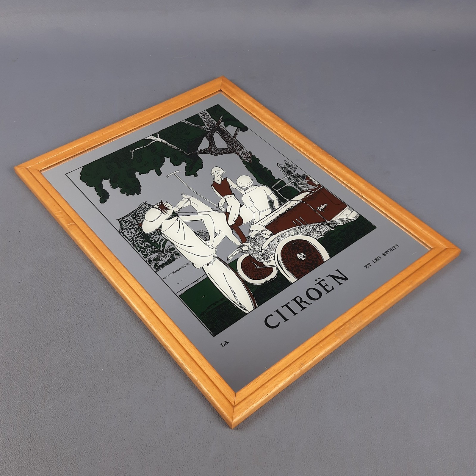 Advertising mirror La Citroen Et Les Sports wooden frame late 20th century