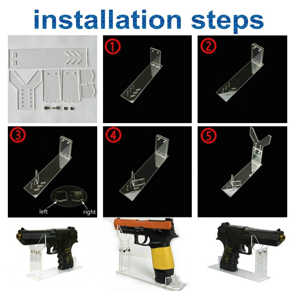 Premium Pistol Revolver Display Stand / Weapon Stand/Clear Gun Holder/Adjustable