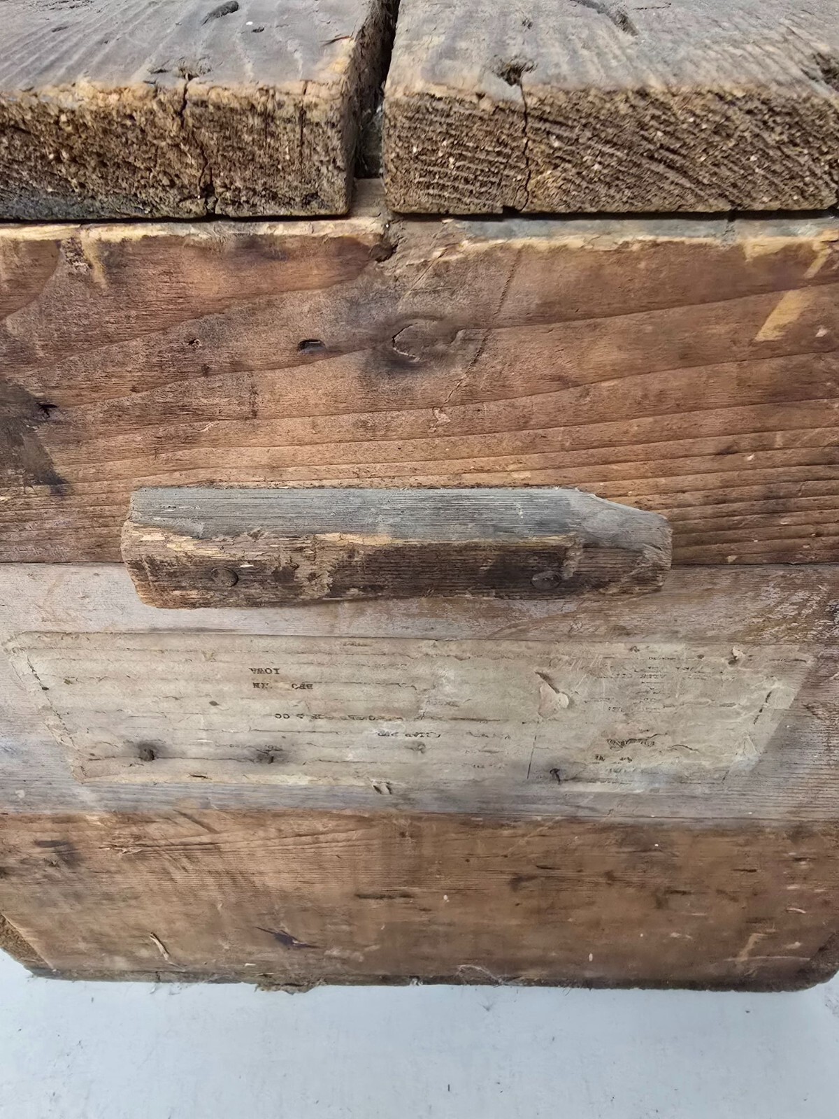 Antique Burgess Battery Co Advertising Shipping Wood Crate Box Handles & Lid