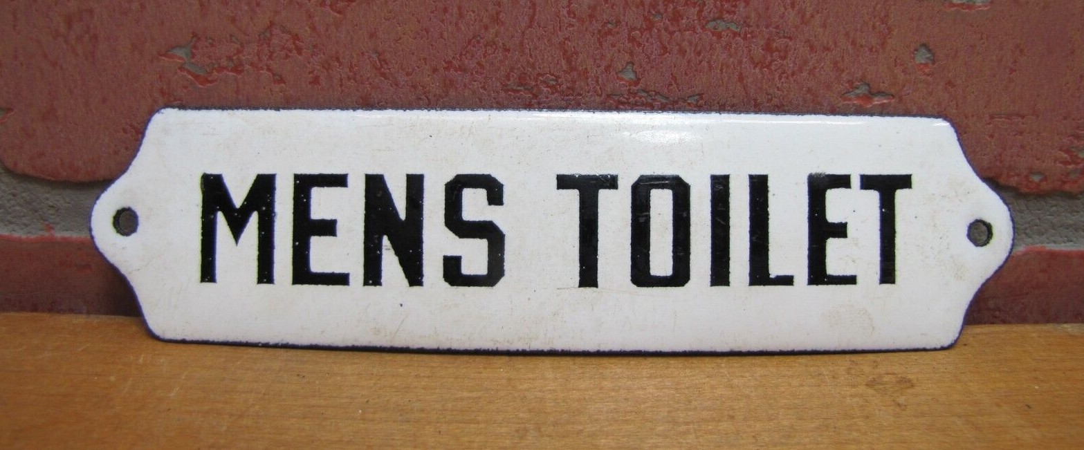 MENS TOILET Original Old Porcelain Sign Restroom Bathroom Diner Shop Bar Pub B&B