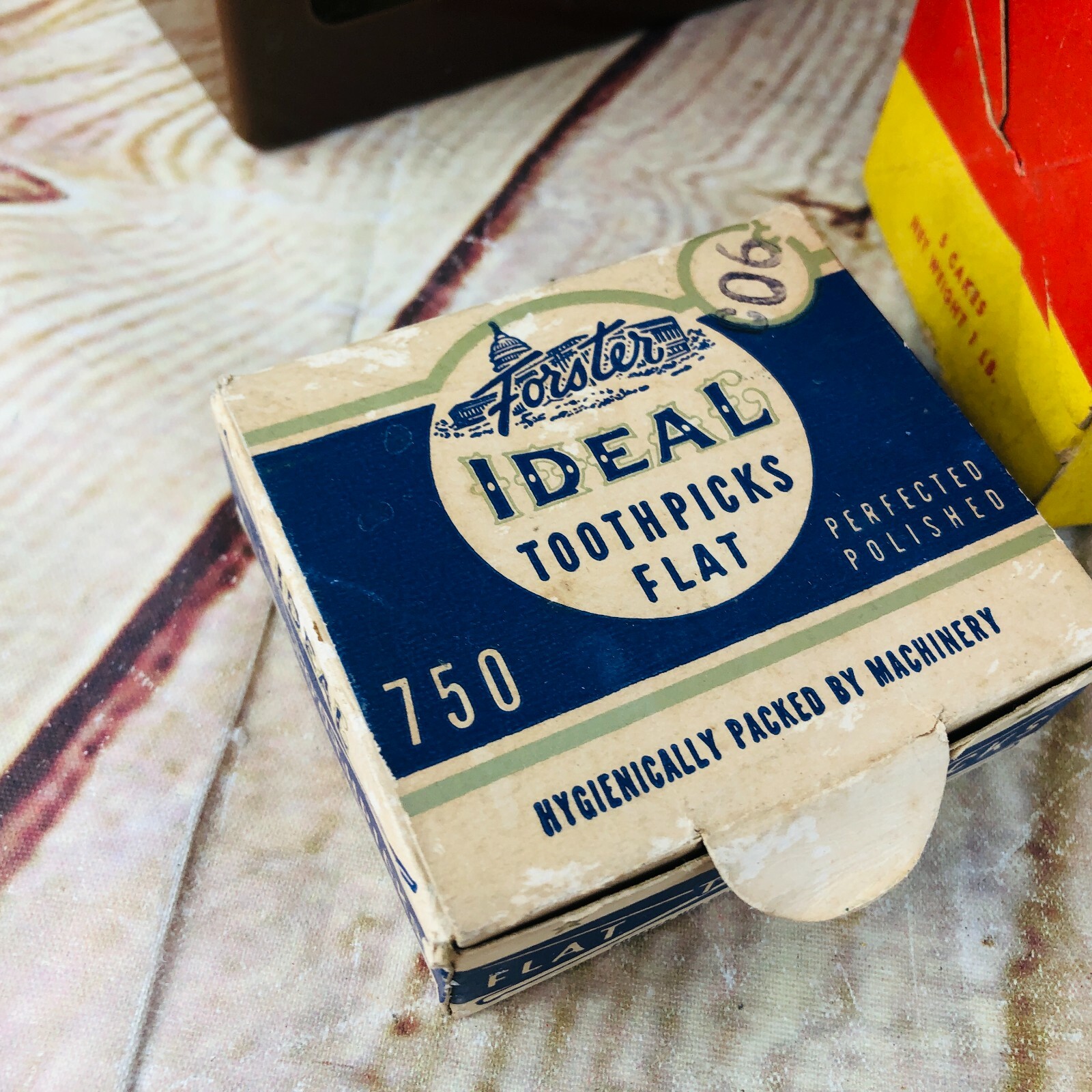 vtg advertising boxes tooth picks wax candles and Klenex Ktichen decor