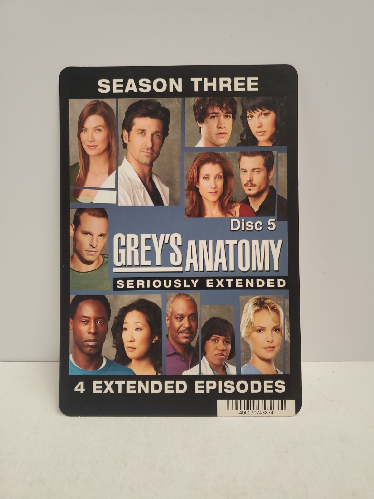 Grey’s Anatomy Season 3 Disc 5 BLOCKBUSTER DVD BACKER CARD ONLY 5.5″X8″
