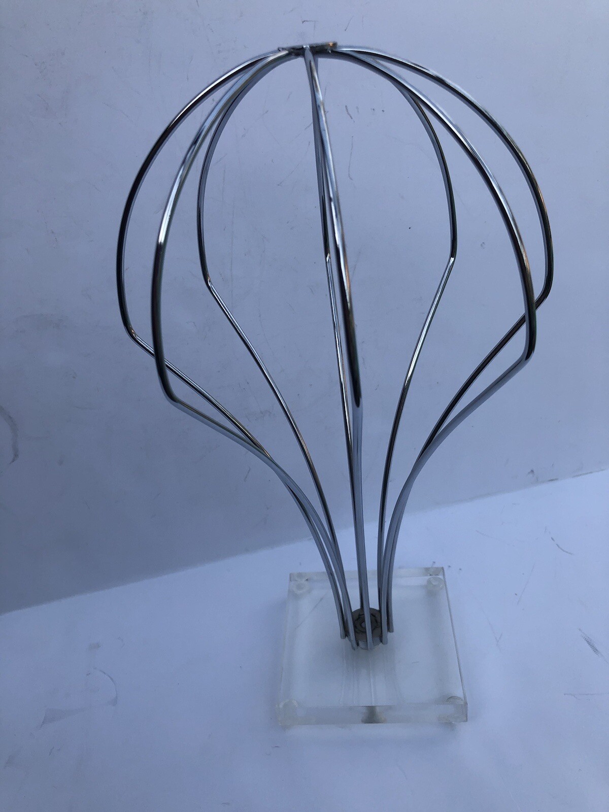 Vintage LUCITE Base Metal Hat Stand Wig Stand MCM Nice Display Piece