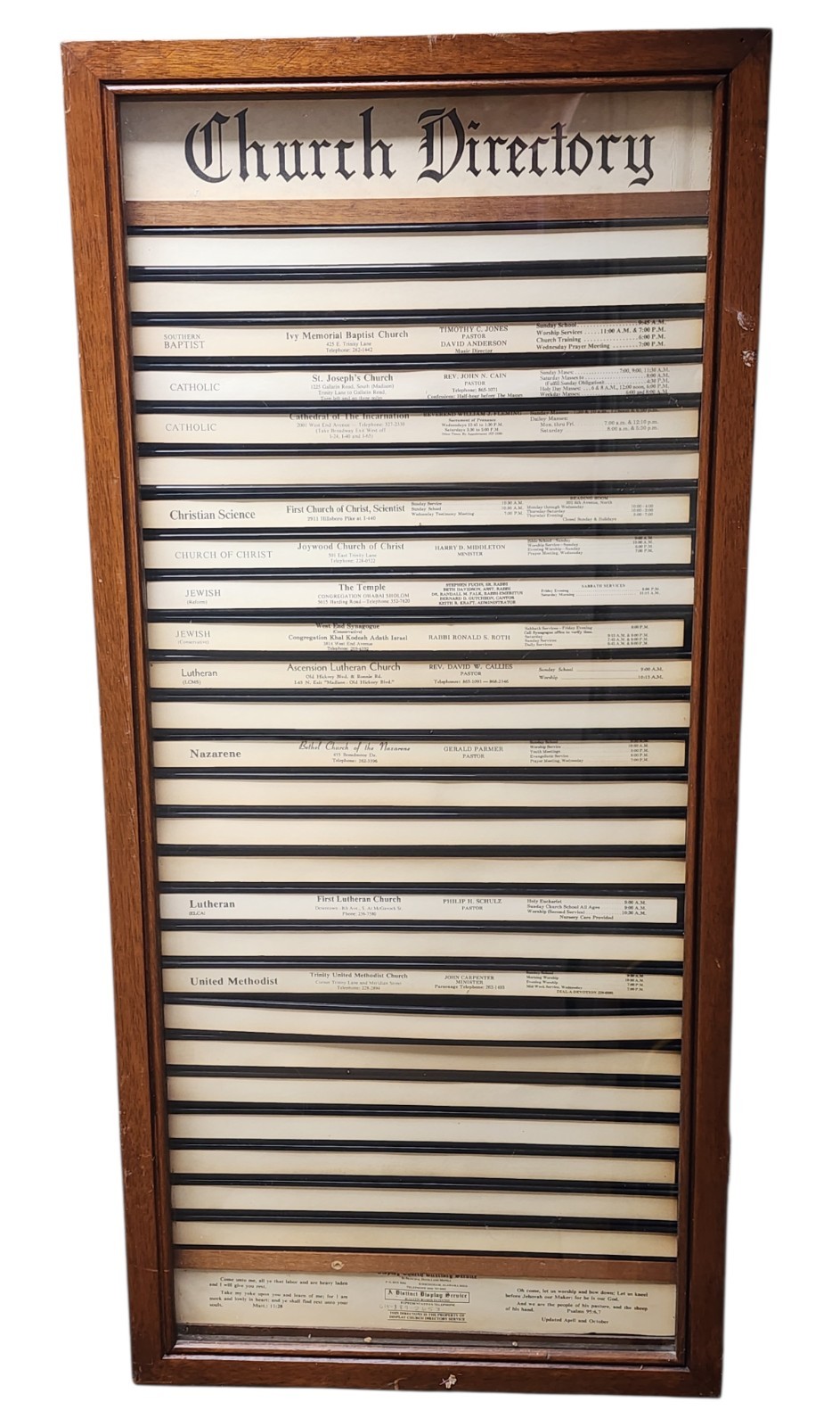 Unique Nashville Wood Wall Display Cabinet Case Glass Door Church Directory Vint