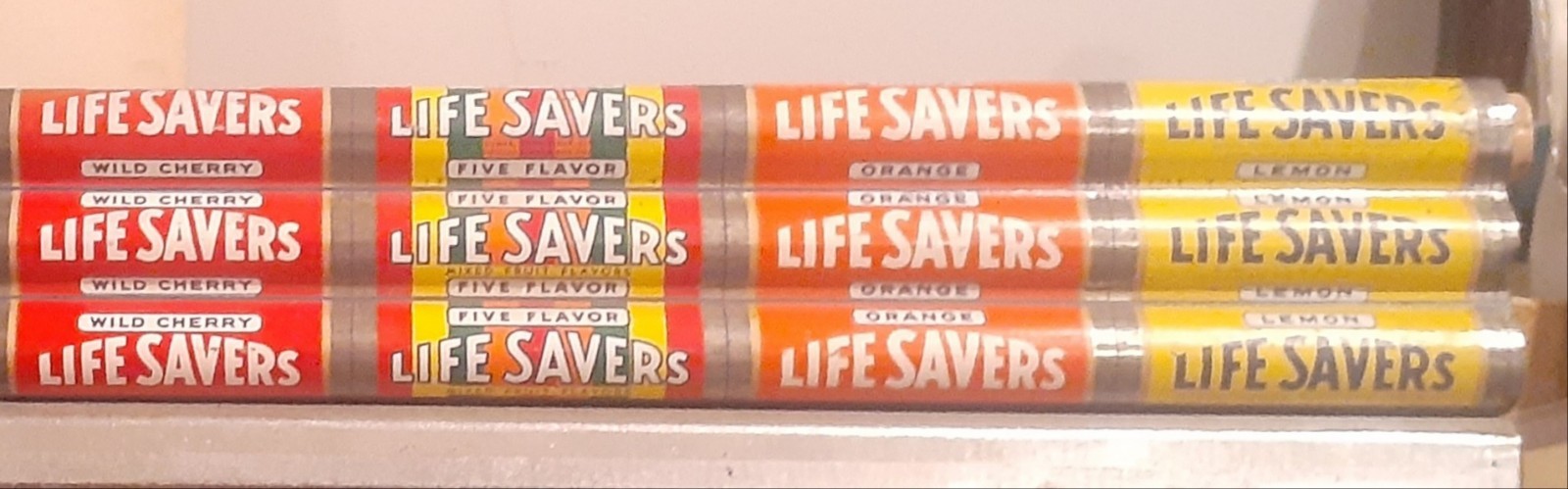 Vintage LIFESAVERS Flavor Candy Metal Store Shelf Display Tin Litho 24″ Long