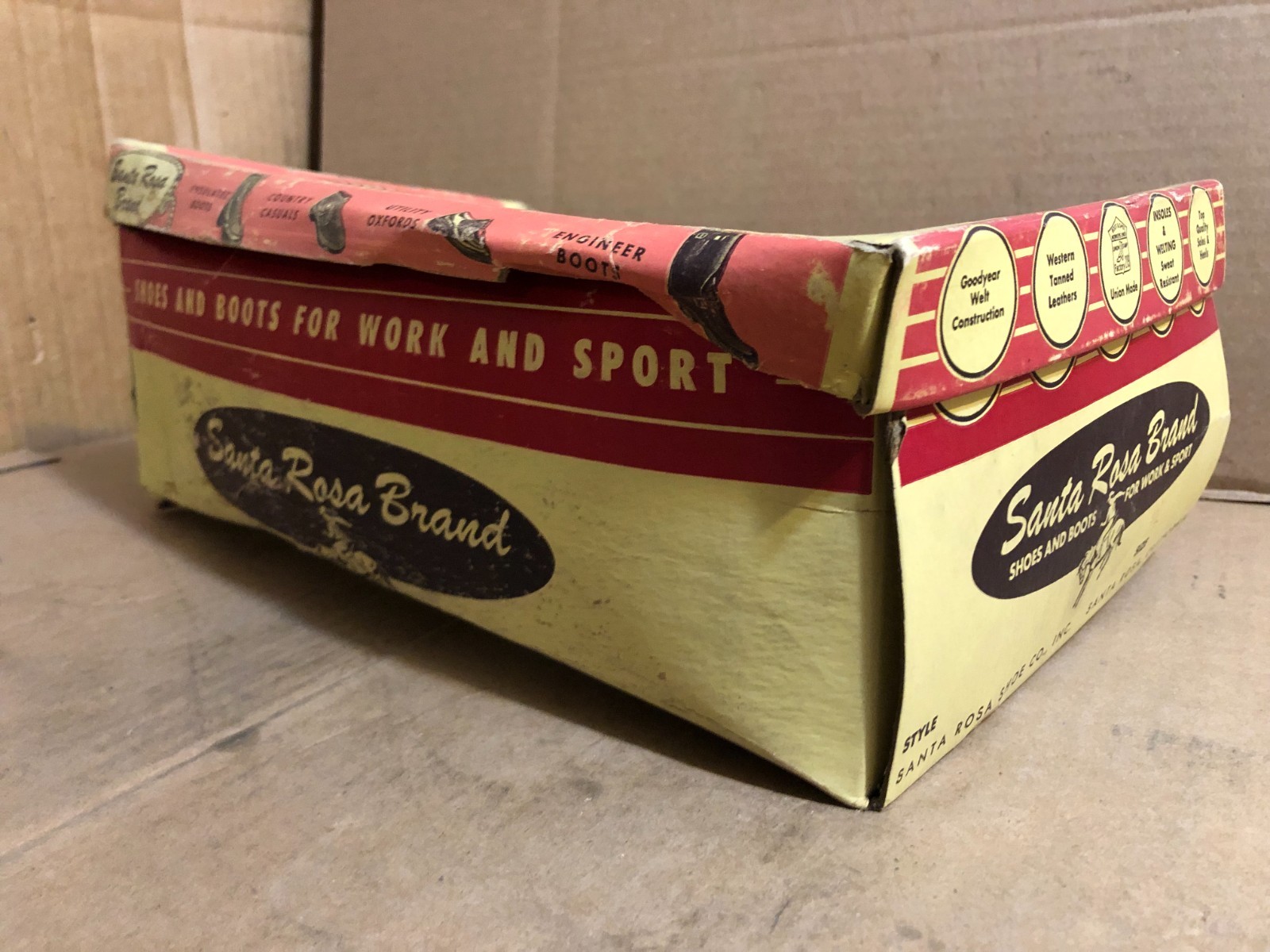VINTAGE 50S 60S SANTA ROSA BRAND BOOT *BOX ONLY(NOBOOTS) ADVERTISING DISPLAY USA