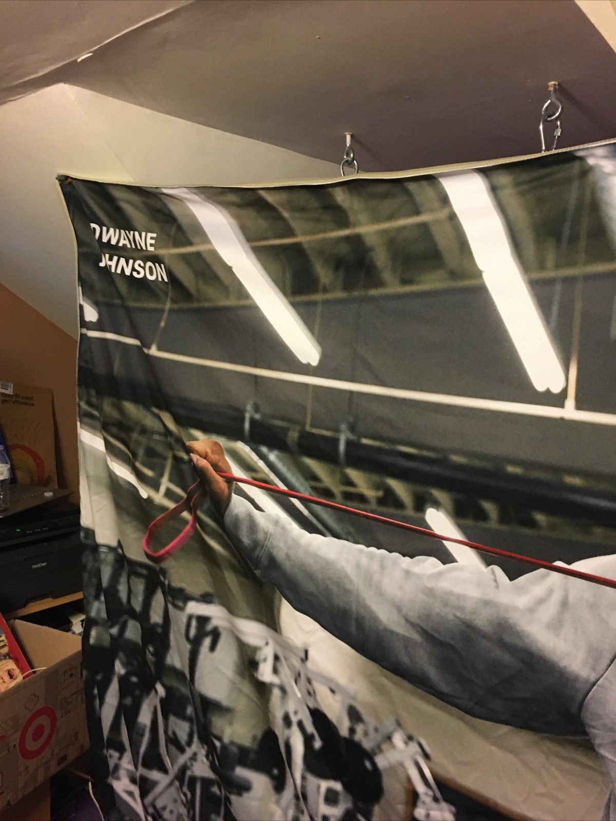 Massive Dwayne Johnson The Rock Fabric Display WWF Under Armor Earn Greatness