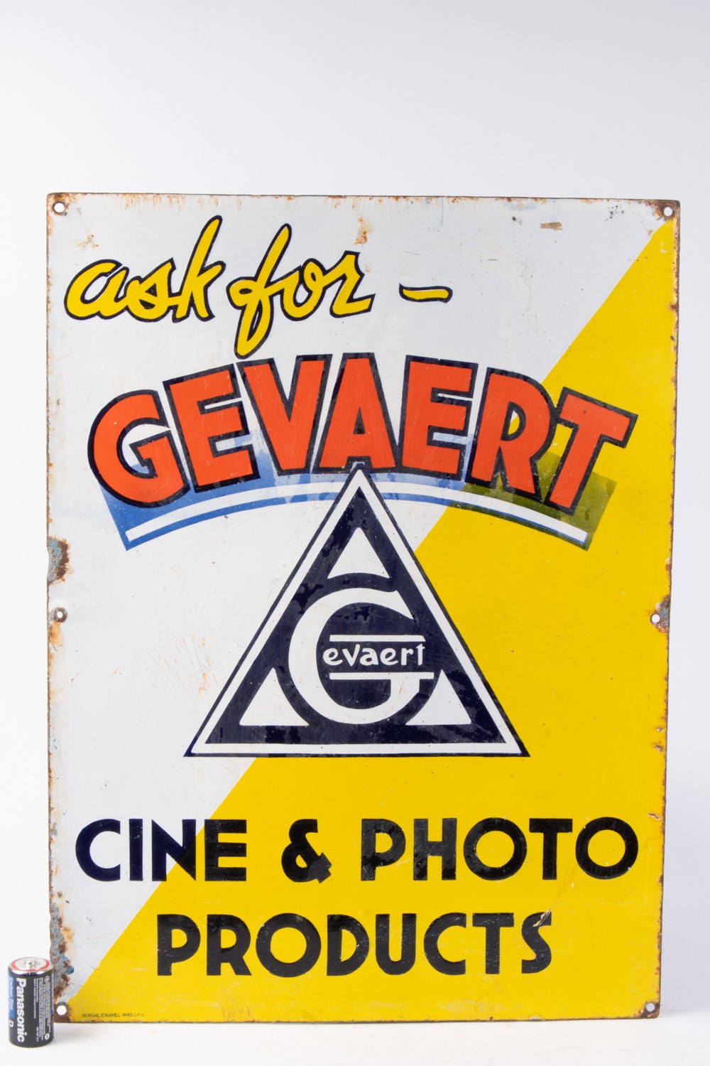 SCARCE Original Porcelain Sign Gevaert Camera Store Advertising 24 X 18 Inches