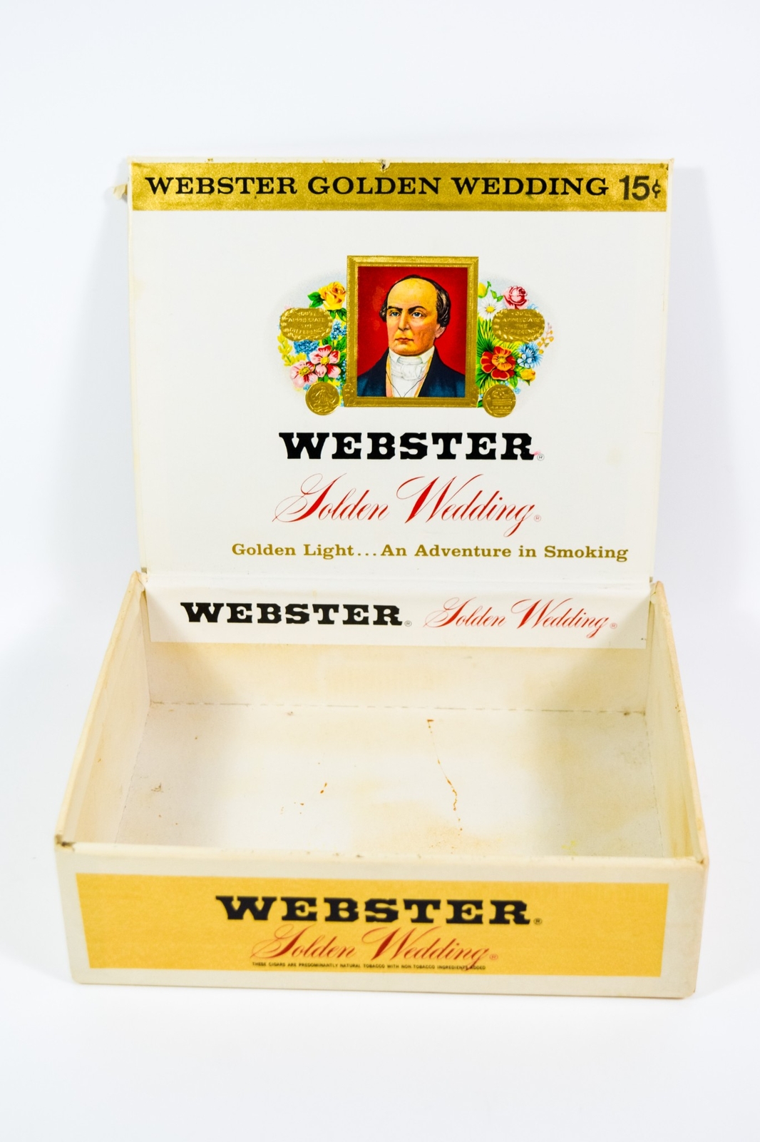 Vintage WEBSTER W. C. CO. CIGARS GOLDEN WEDDING 15 cent Cardboard Box