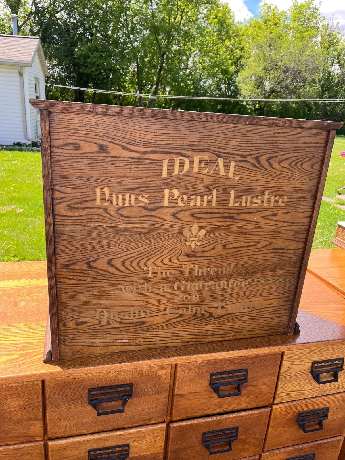 Original Antique 1900s Nun’s Spool Thread Advertising General Store Cabinet Disp