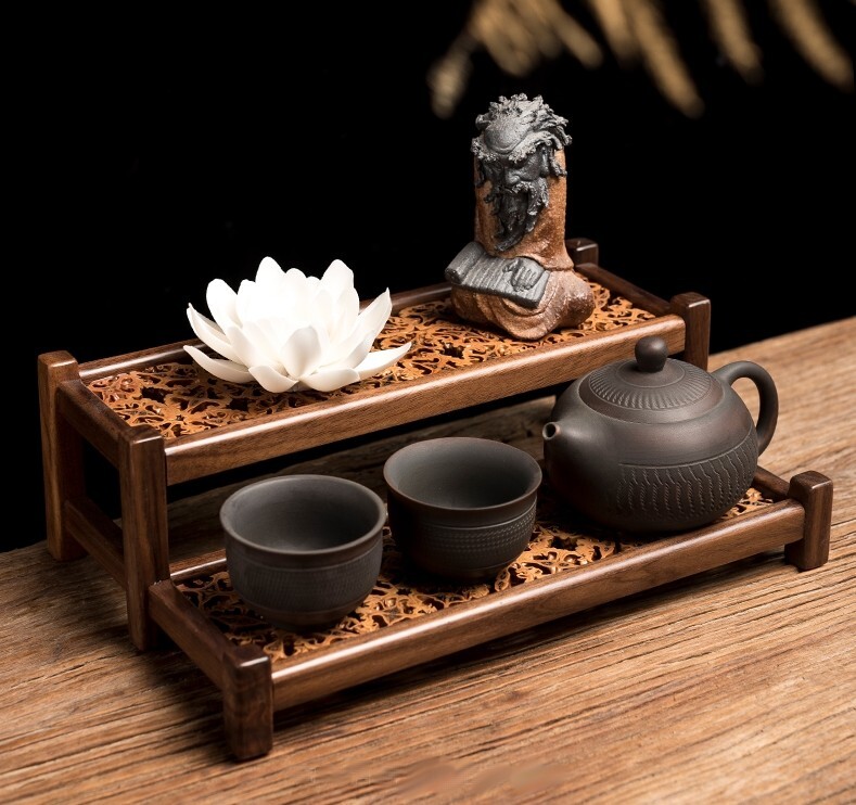 Valnut Wood Shell Display Rack Art Craft Statue Stand Bonsai Vase Plant Pot Base