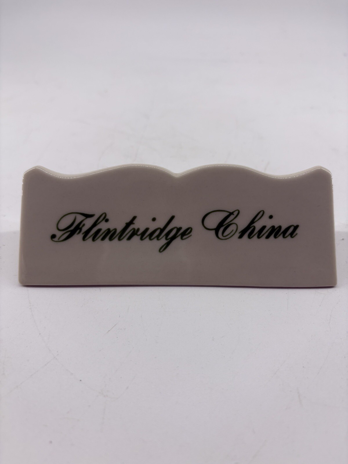 Flintridge China Display Advertising Ceramic Collectors Sign Ivory And Green