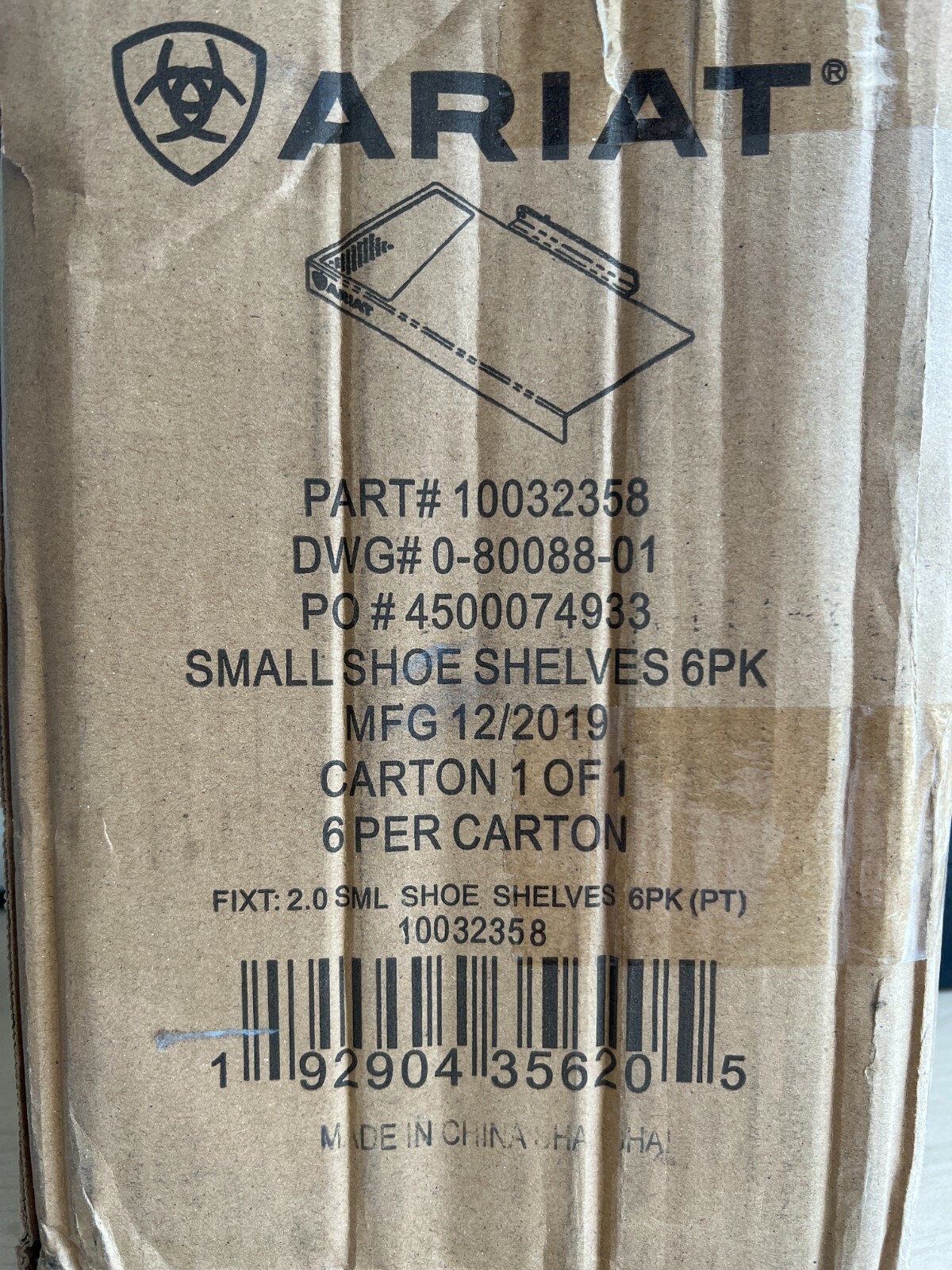 (6-Pk) Ariat Slatwall Retail Shelves 2.0 Small Shoe Display 10032358 0-80088-01