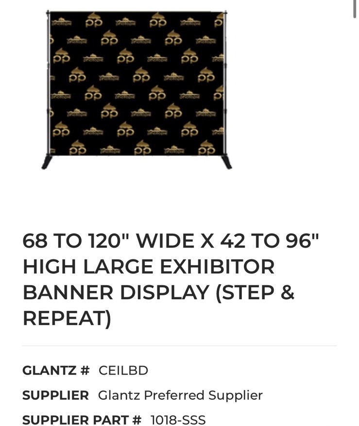 Glantz 68 TO 120″ WIDE X 42 TO 96″ High Large EXHIBITOR BANNER DISPLAY