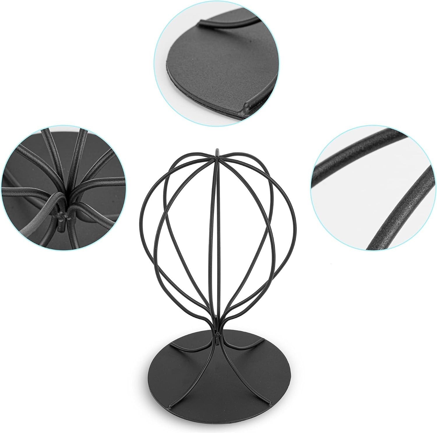 Hat Display Stand Set 2 Metal Black Sturdy Modern Wig Fedora Hat Organizer