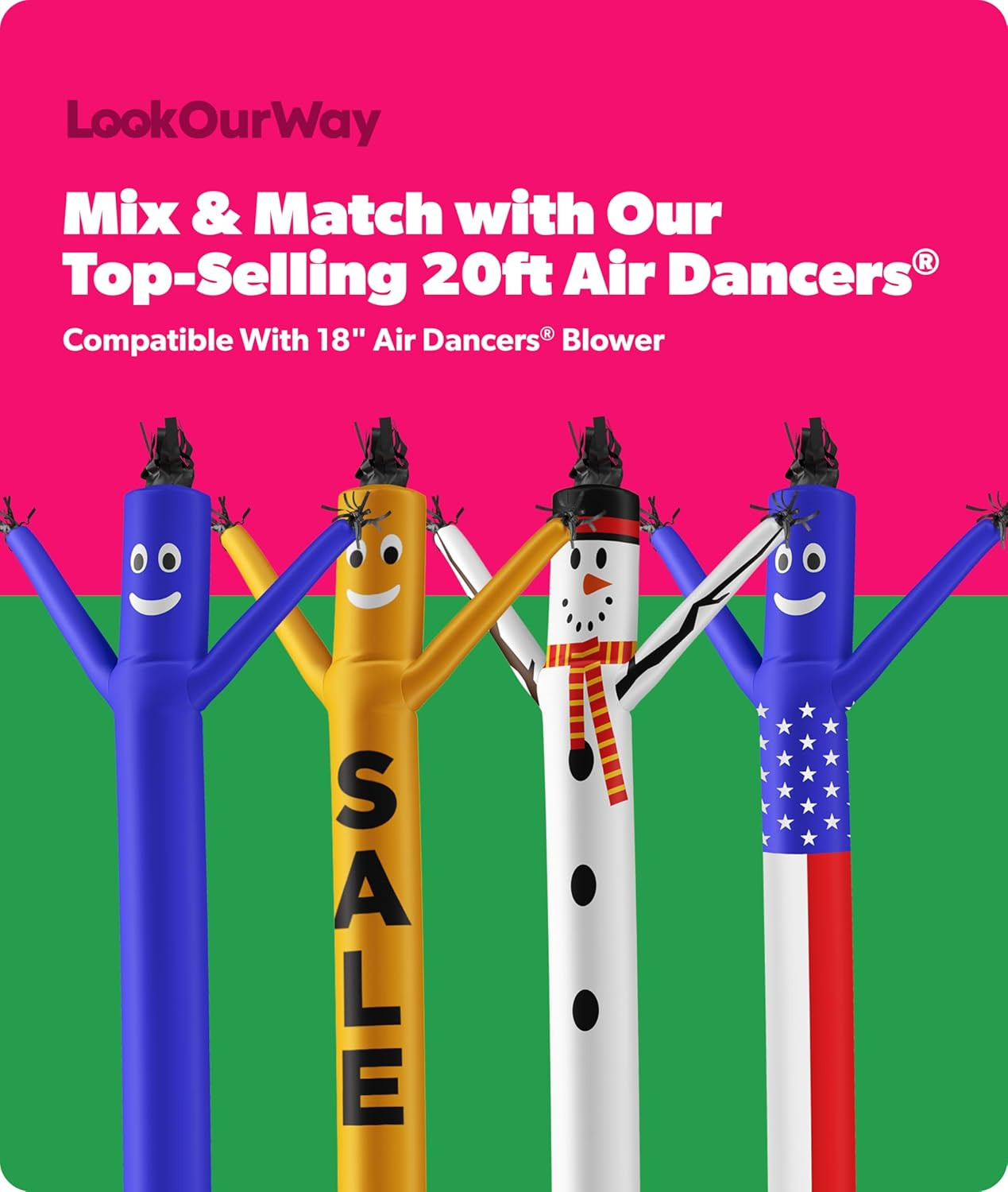 Air Dancers Inflatable Tube Man Attachment – 20 Feet Tall Wacky Waving Inflatabl