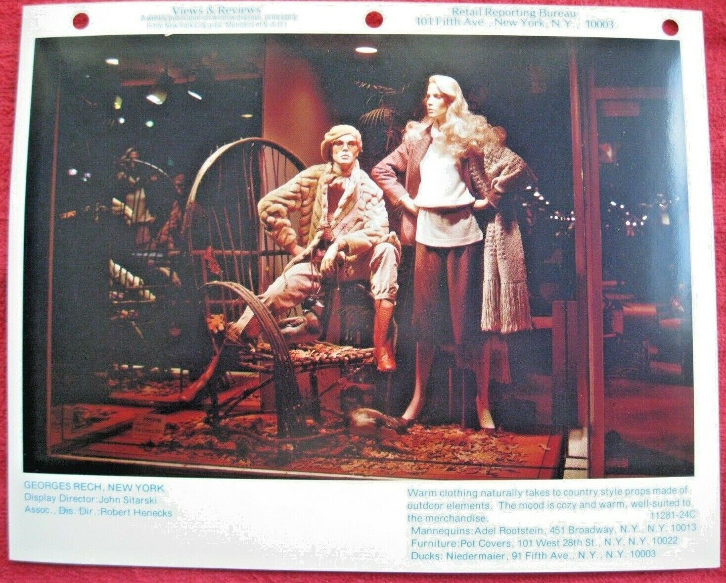 1981 GEORGES RECH, NY STORE WINDOW DISPLAY COUNTRY STYLE PHOTOGRAPH PRINT #130