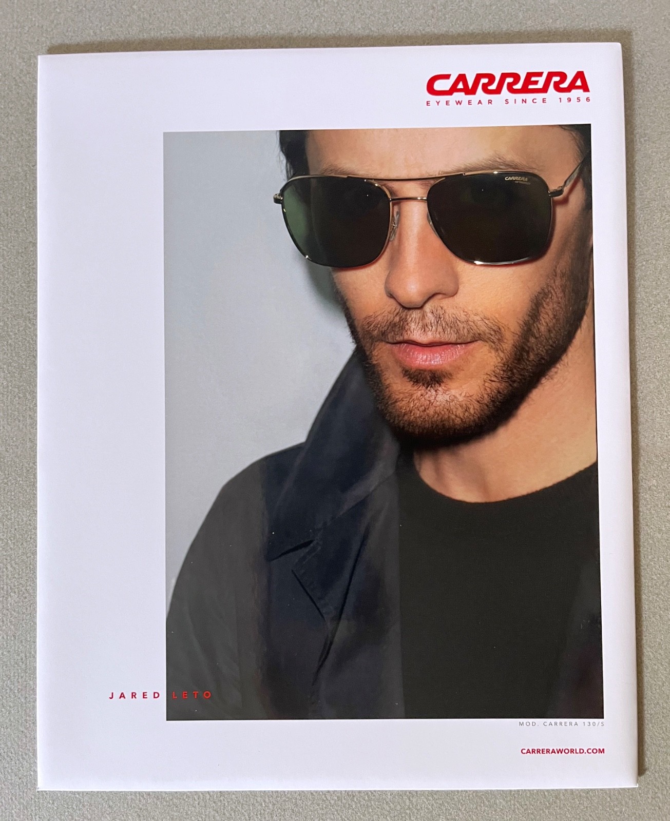 2017 Unused Jared Leto for Carrera Eyewear Store Display 8×10 Counter Easel Card
