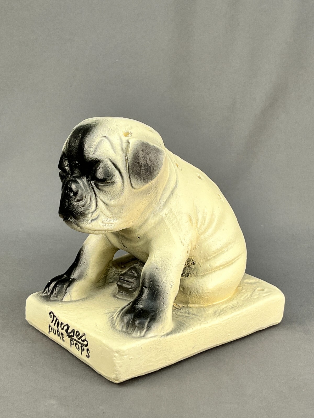 Vintage Morses Pure Pops Bulldog Chalkware 7″ Candy Store Countertop Display (A)
