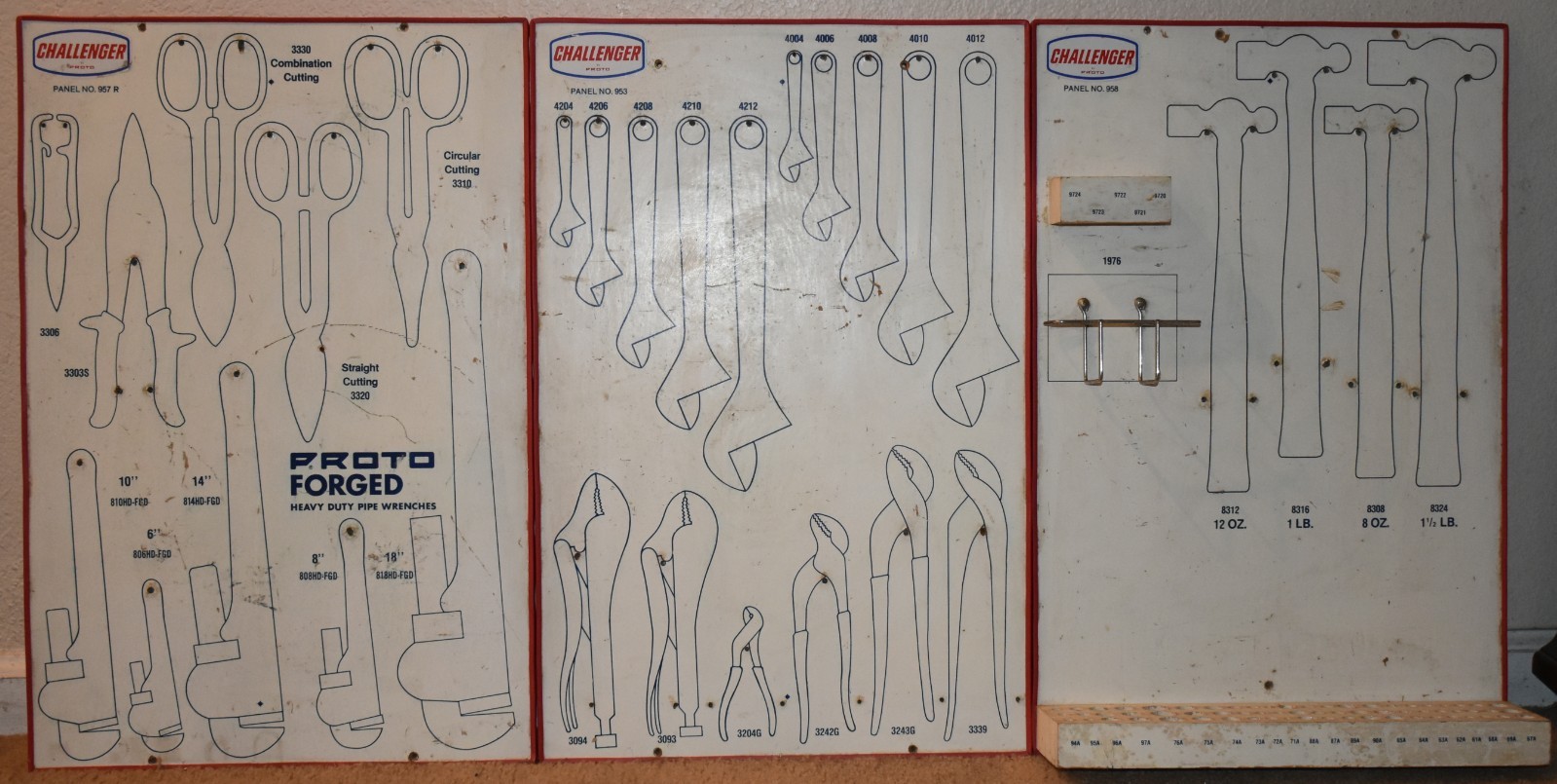 1970s PROTO CHALLENGER STORE DISPLAY BOARD PANEL LOT OF 3, #957 R, #953, #958