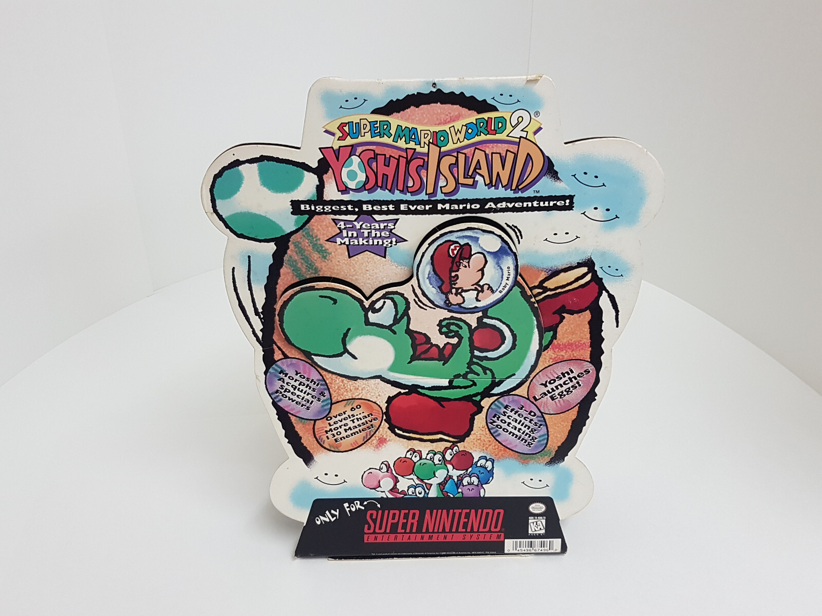 Super Mario World 2 Yoshi’s Island SNES Store Promo Display Box *Please Read*