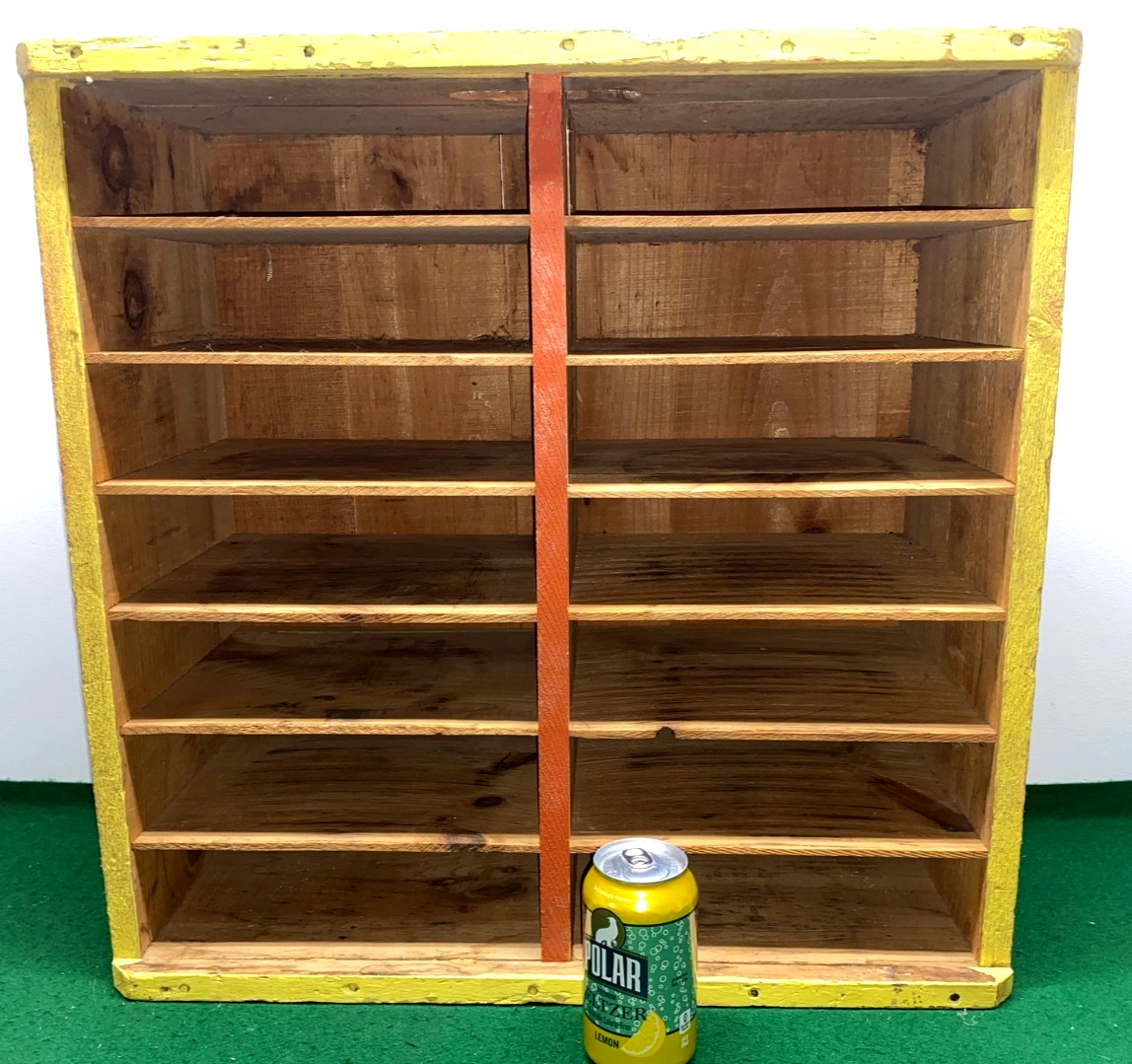 Vintage Table Talk Wooden Pie Display Shelve Box Stamped Worcester, Ma 22″ x 10″