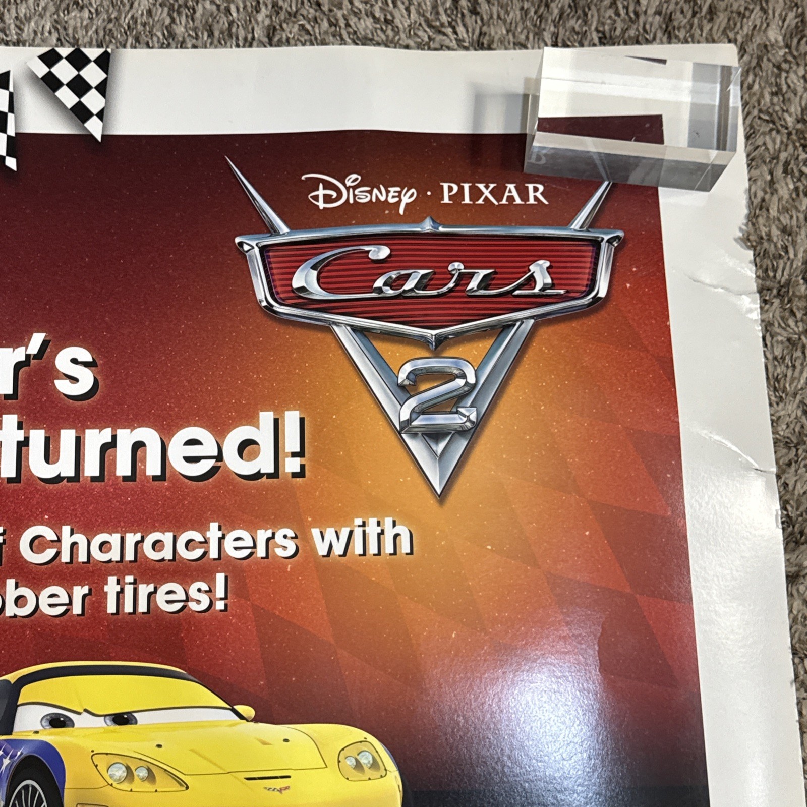 Disneys Cars 2 Movie Event Mattel Kmart Store Display Sign Poster 30×30” in