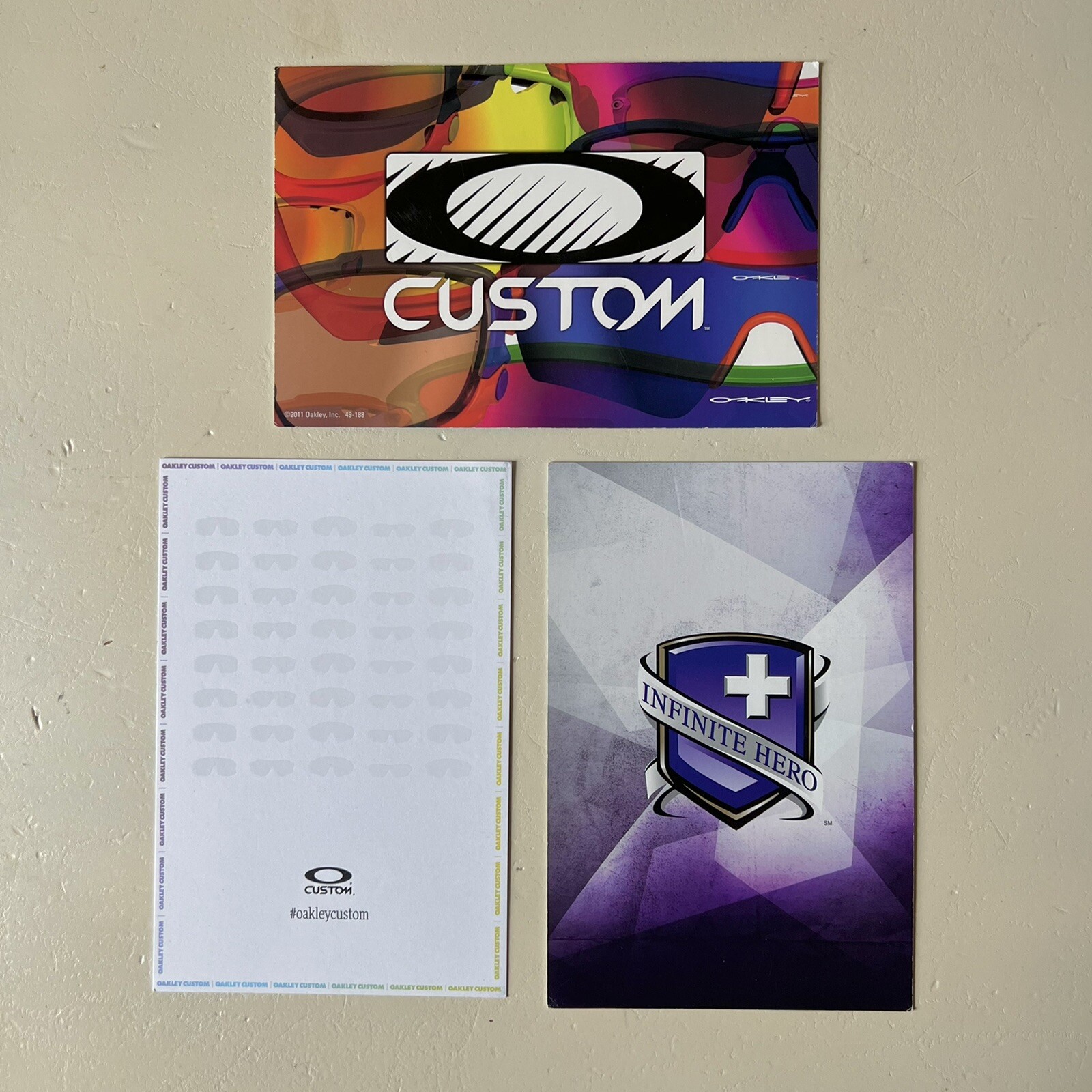 Oakley 6×4 Inch Store Display Card Signs – Infinite Hero & Custom (Set Of 3)