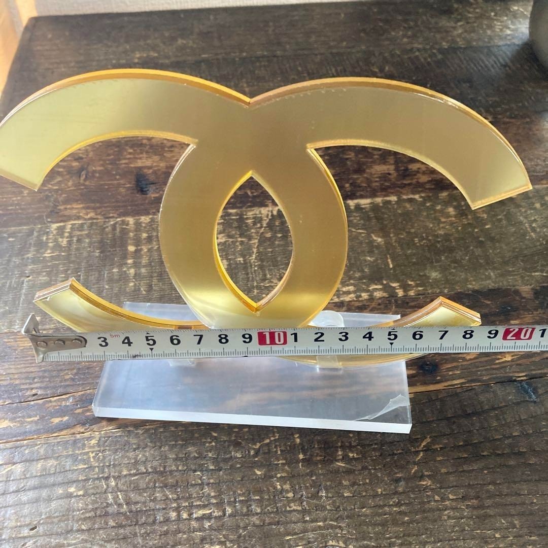 CHANEL LOGO Coco Mark Display Chanel Logo gold Rare from JP Used