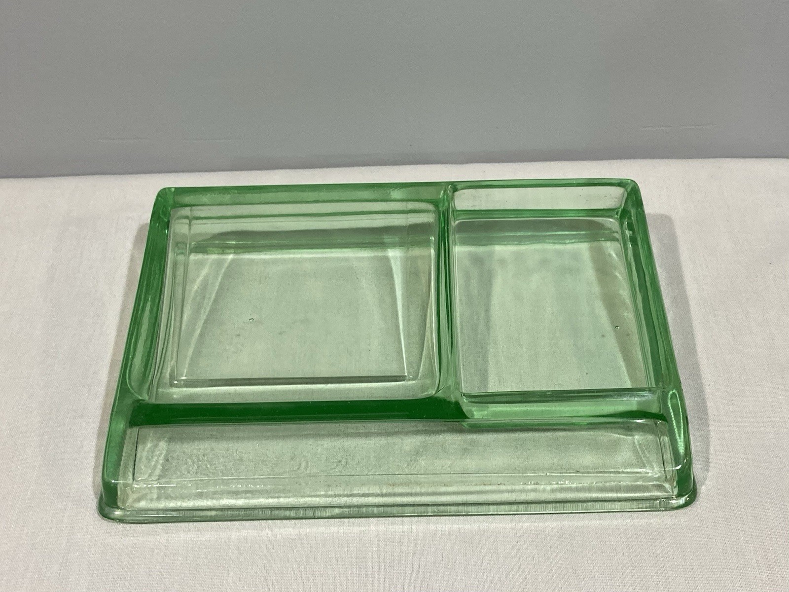 Vintage Clarks Teaberry Gum Countertop Display Tray Green Uranium Glass