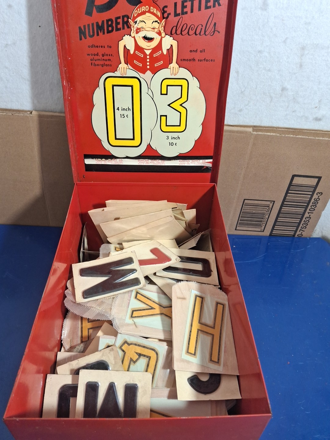 DURO Decal Co Sign Maker Letter & Number Decals Red Metal Vintage Store Display