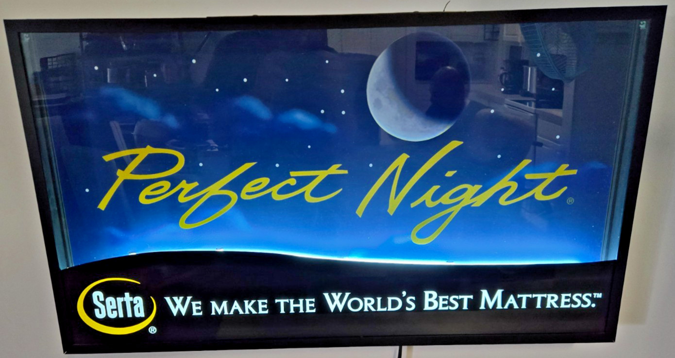 Serta Perfect Night Neon Store Adv. Sign Backlit Inline onoff Switch Rare