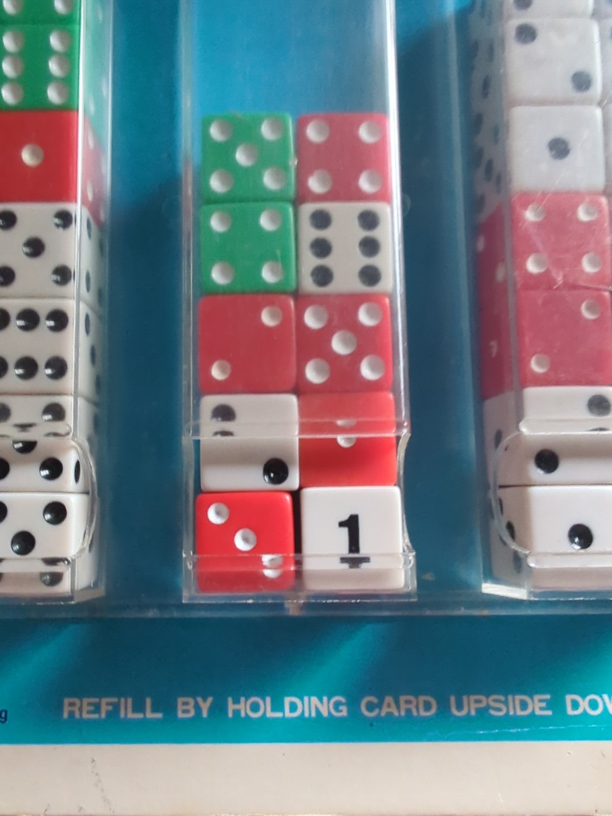 Vtg Lucky Dice with Red , White and Green Dice