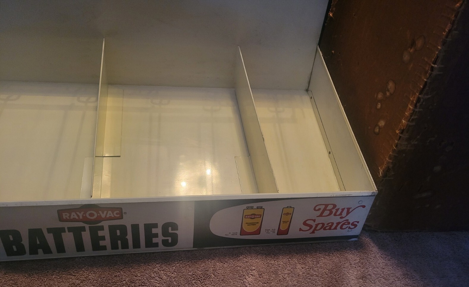 Large Vintage Ray•O•Vac Flashlight Batteries Counter Wall Display Cabinet NOS