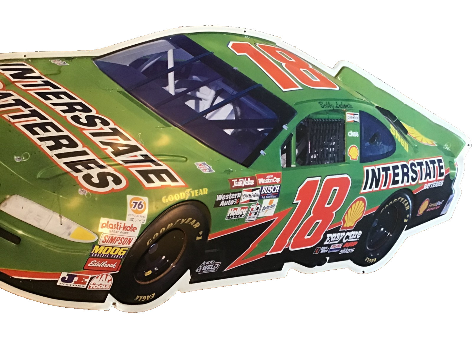 Large NASCAR Interstate Batteries #18 Metal Sign Racing Wall Decor 45” Joe Gib